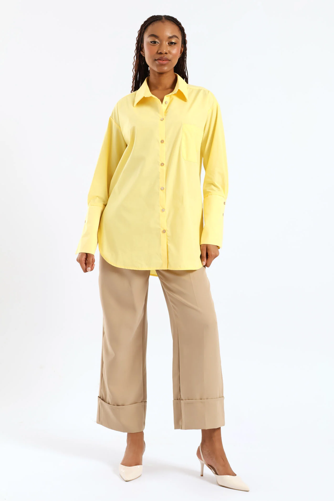 Button Through Oversized Shirt - Yellow - Image 5