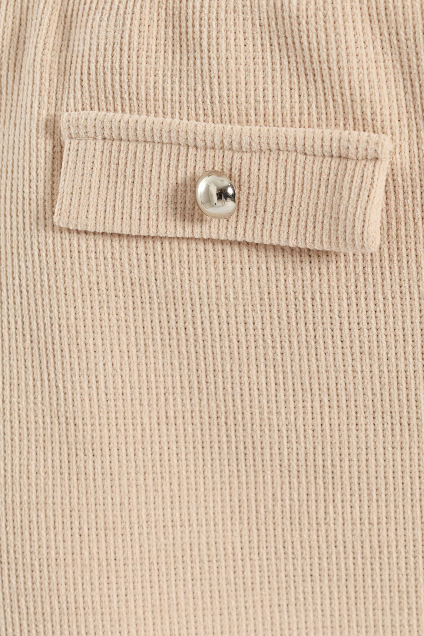Button Trim Knit Mini Skirt - Beige - Image 6