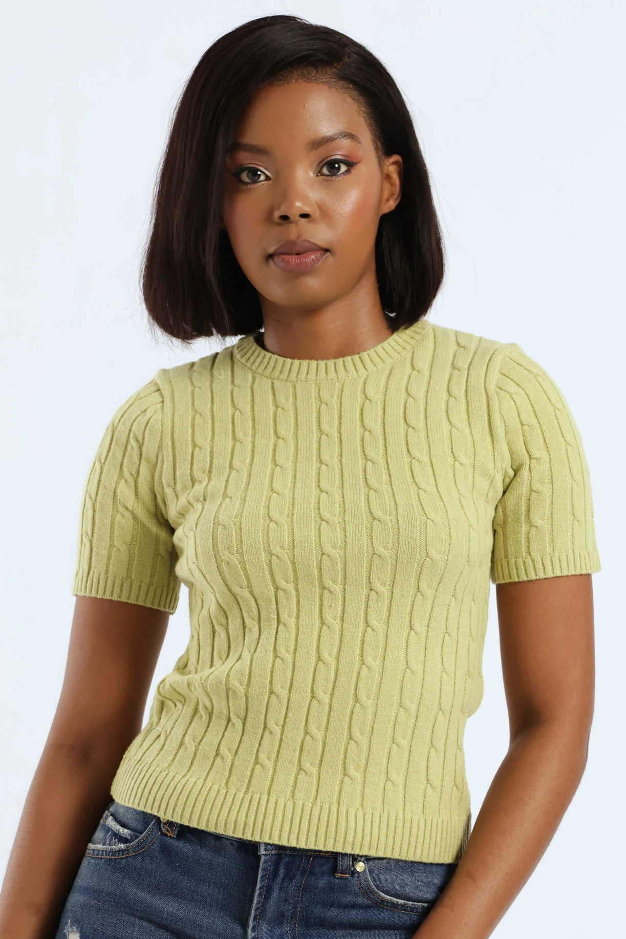 Cable Knitwear Top - Lime