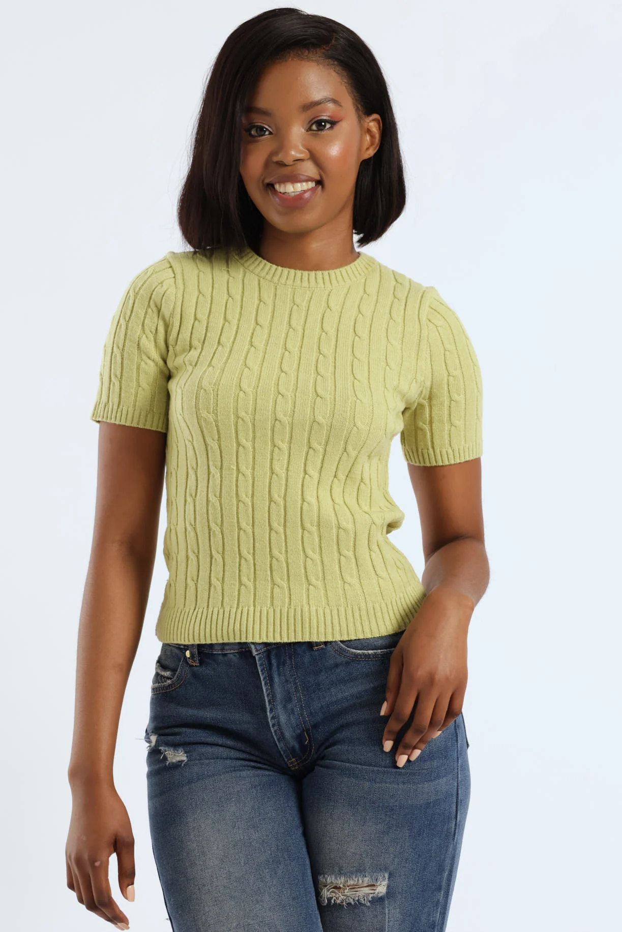 Cable Knitwear Top - Lime - Image 3