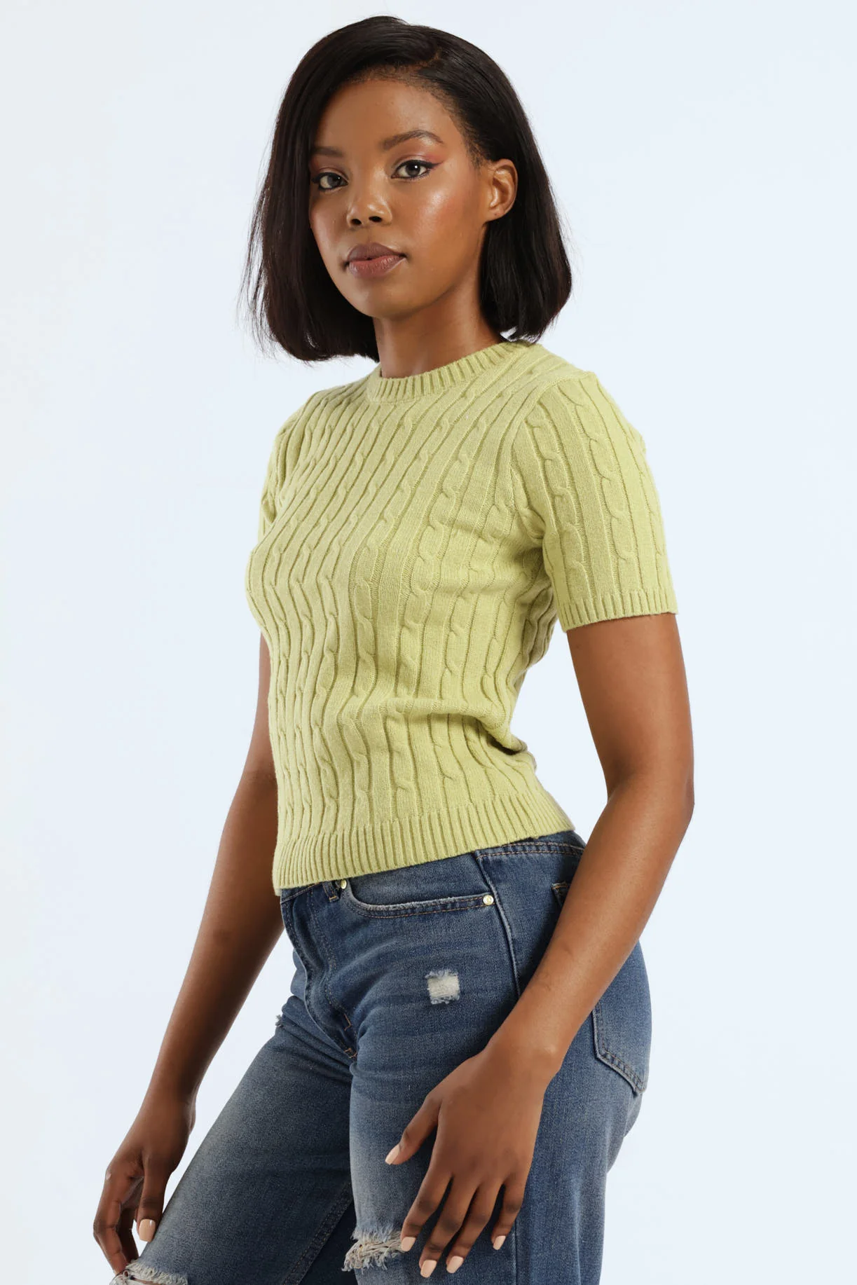 Cable Knitwear Top - Lime - Image 4