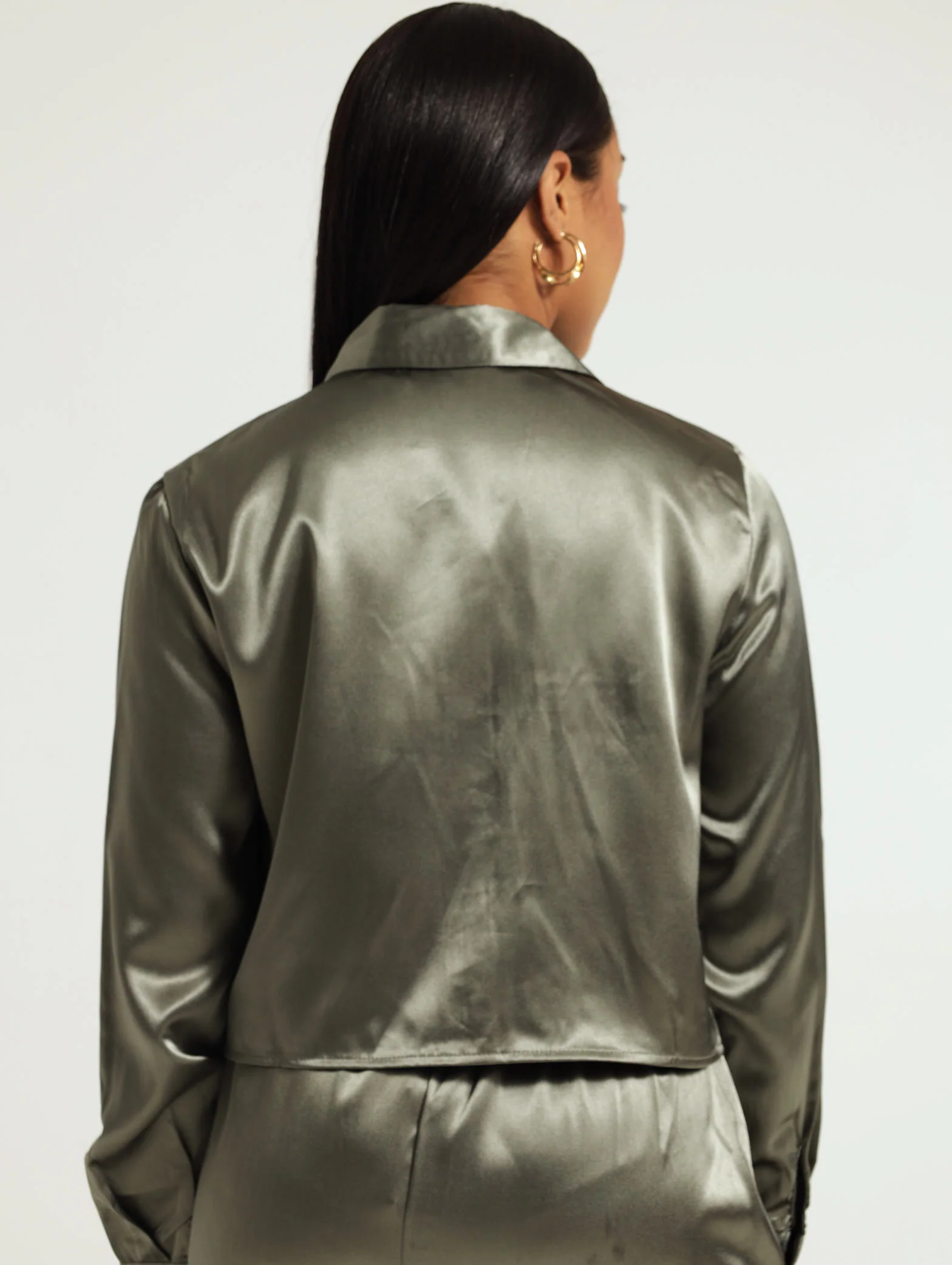 Cargo Satin Cropped Shirt - Image 3