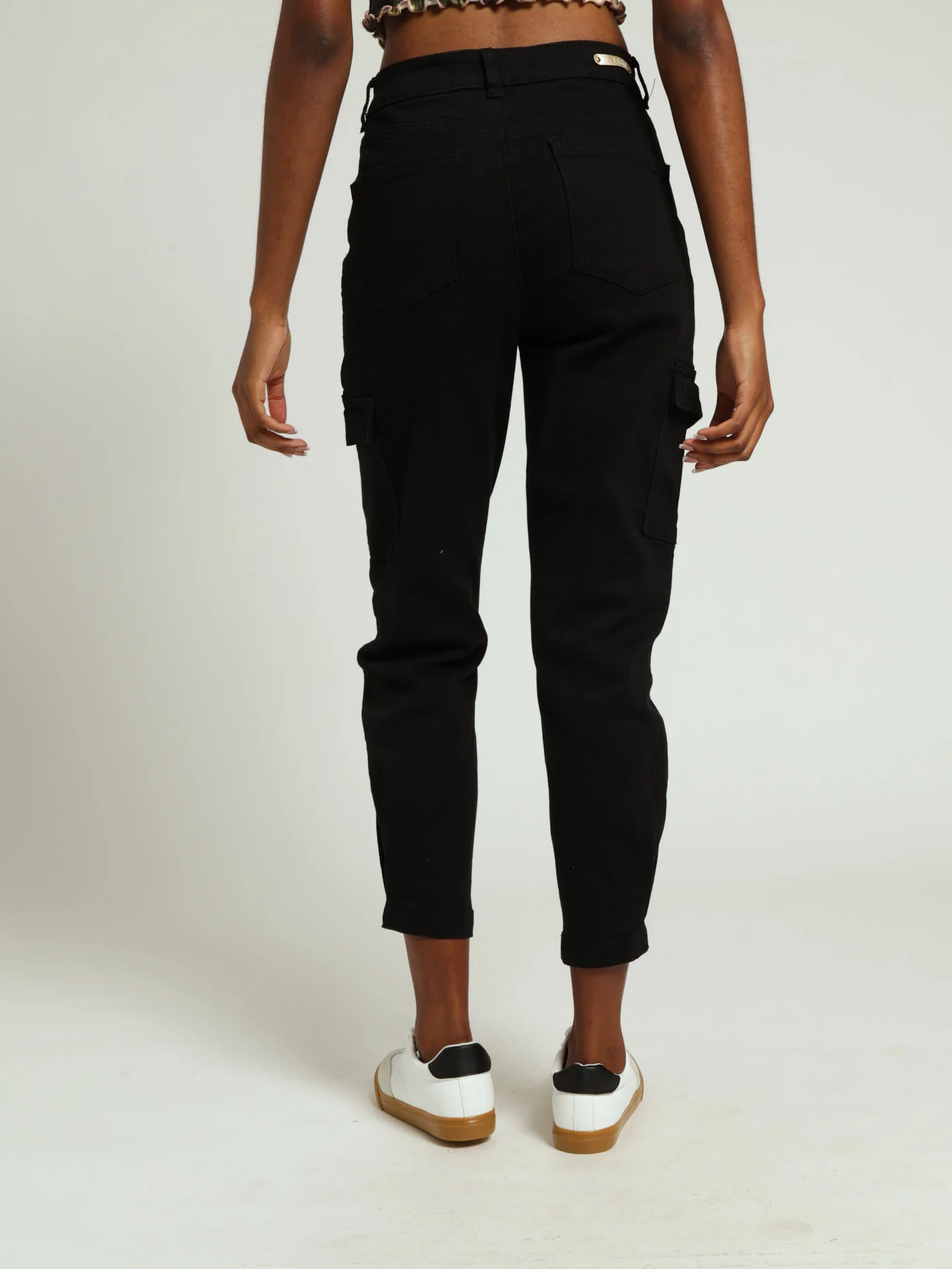 Cargo Shiny Trim Tapered Jean - Black - Image 3