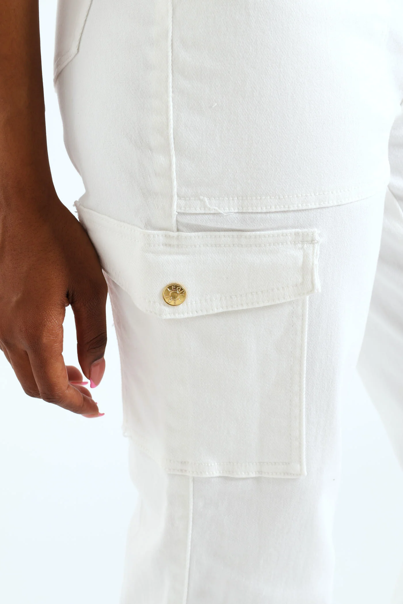 Cargo Shiny Trim Tapered Jean - White - Image 3