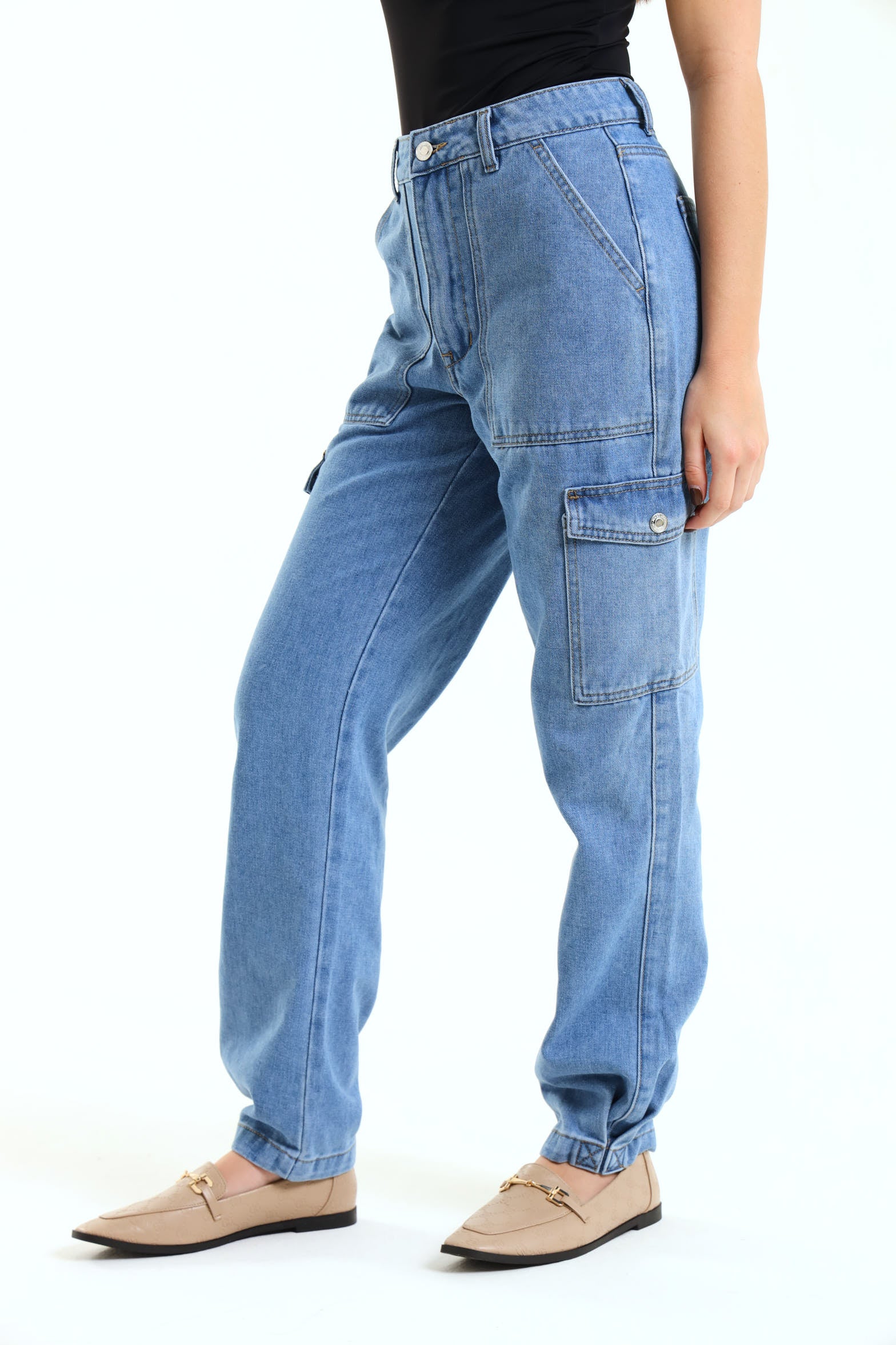 Cargo Straight Leg Jean - Stonewash - Image 3