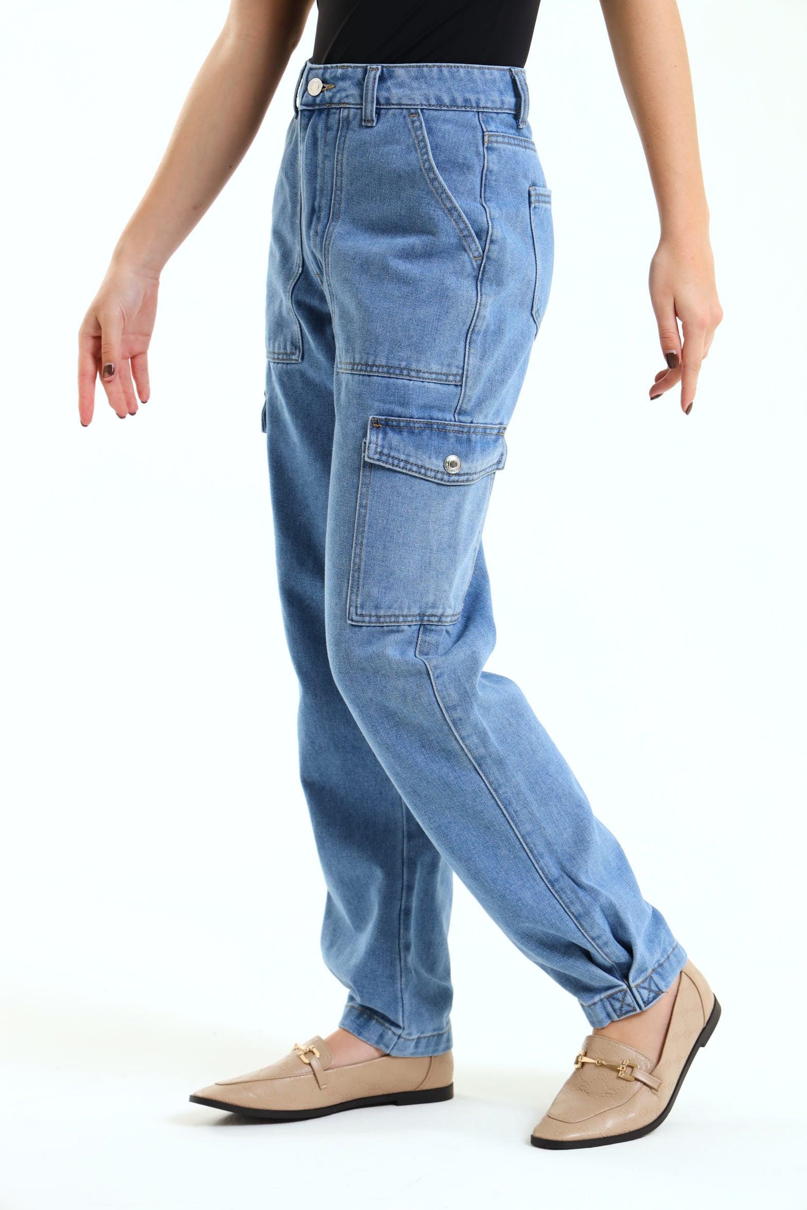 Cargo Straight Leg Jean - Stonewash - Image 4