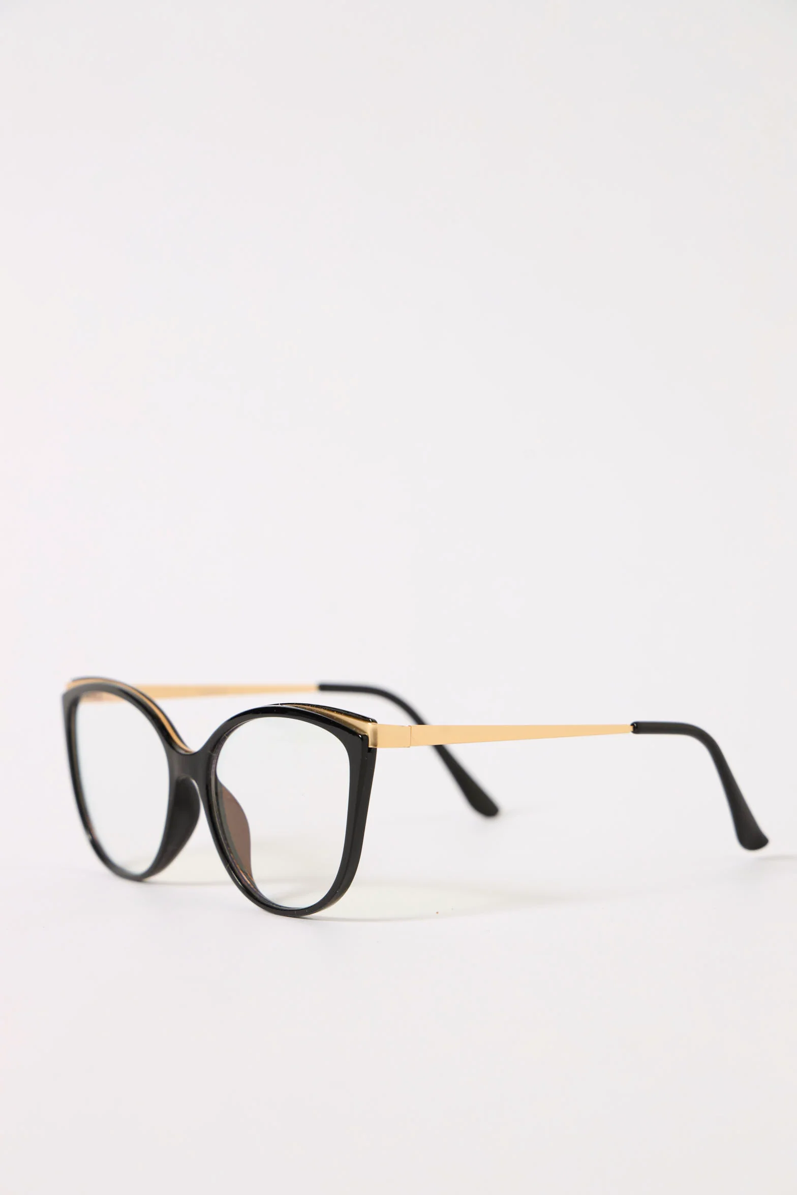 Cat Eye Blue Block Len Glasses - Black/Gold - Image 2