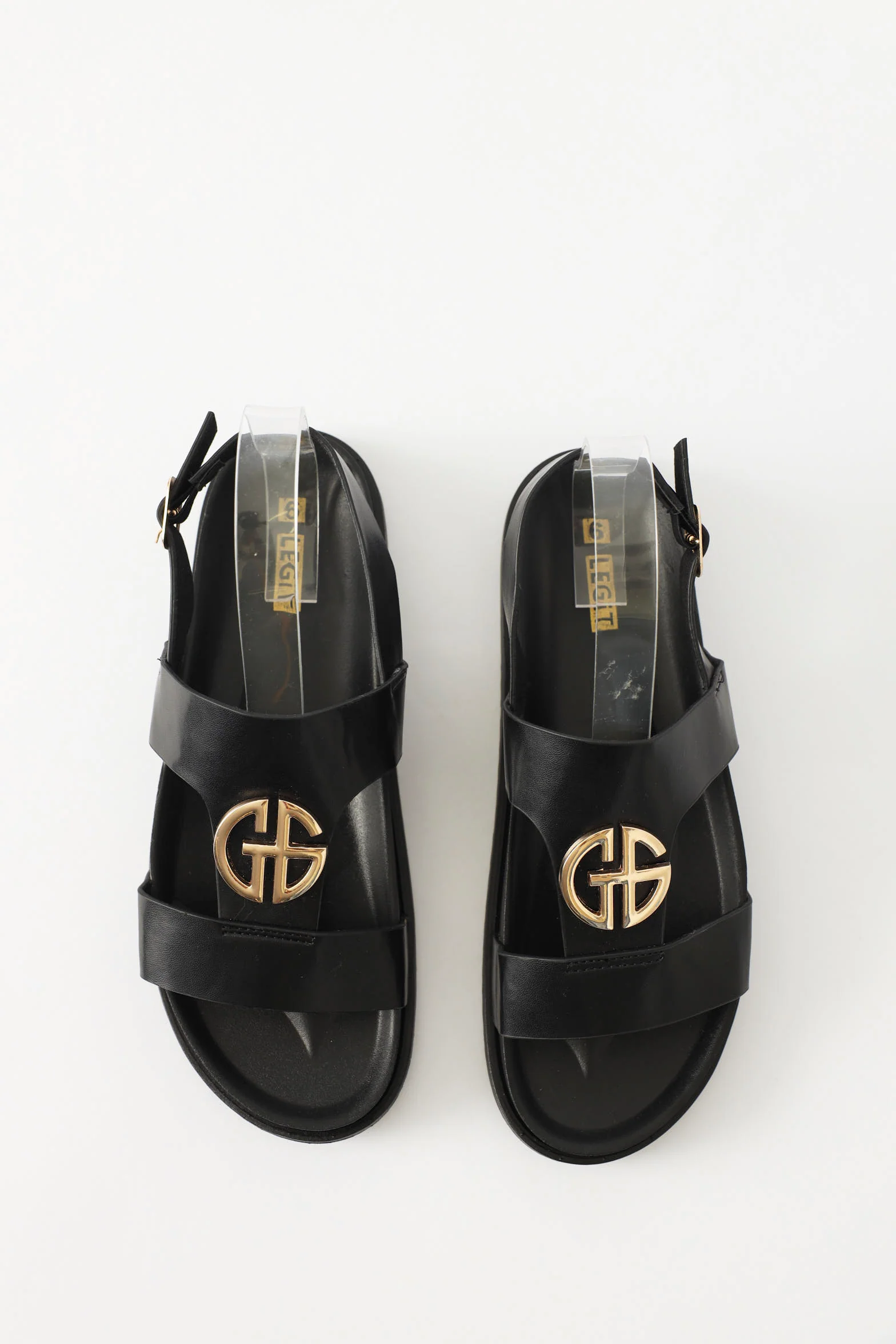 Centered Emblem Moulded H-Strap Sandal - Black - Image 7