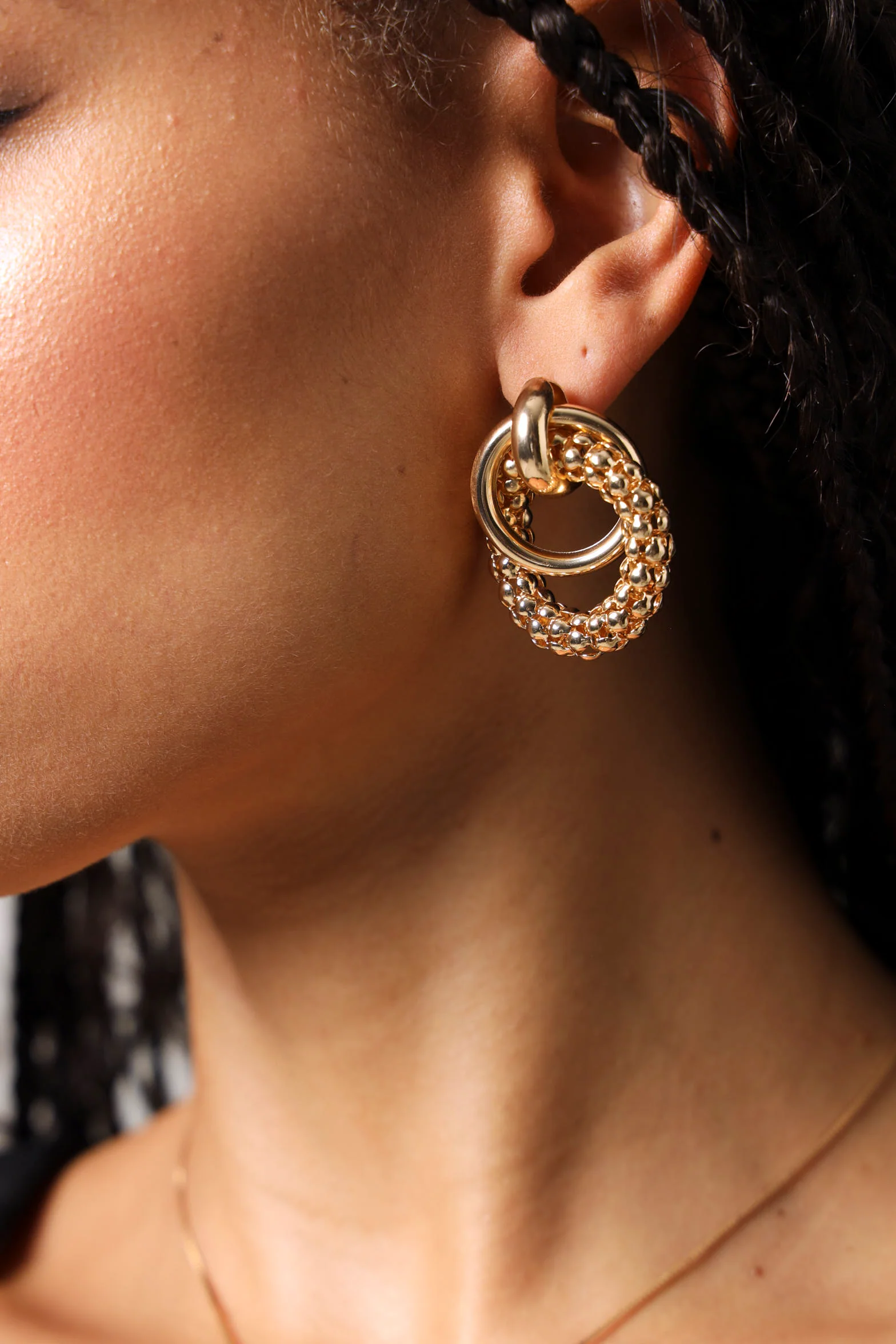 Chain Interloop Statement Earrings - Gold