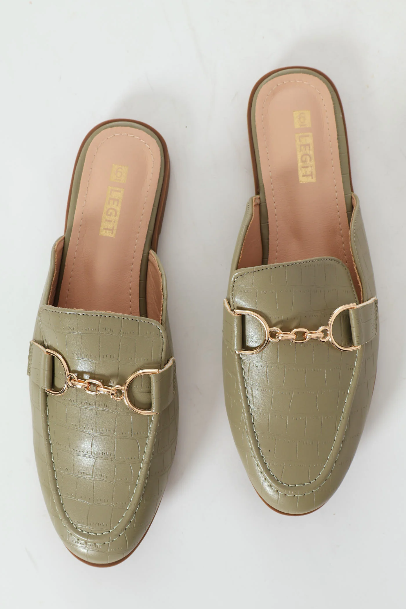 Chain Link Trim Push In Loafer - Sage - Image 2