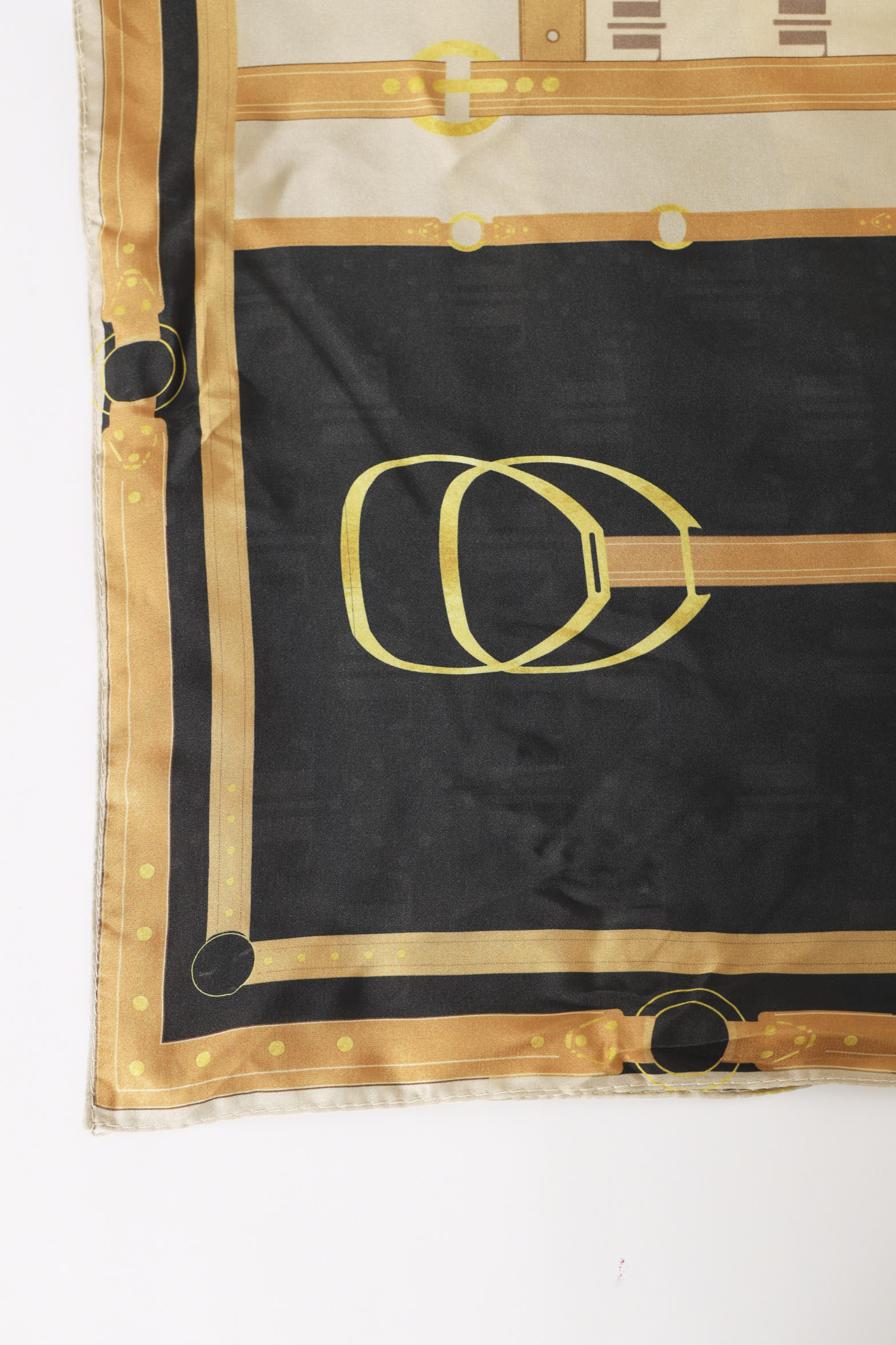 Chain Print Satin Scarf - Black/Gold - Image 4