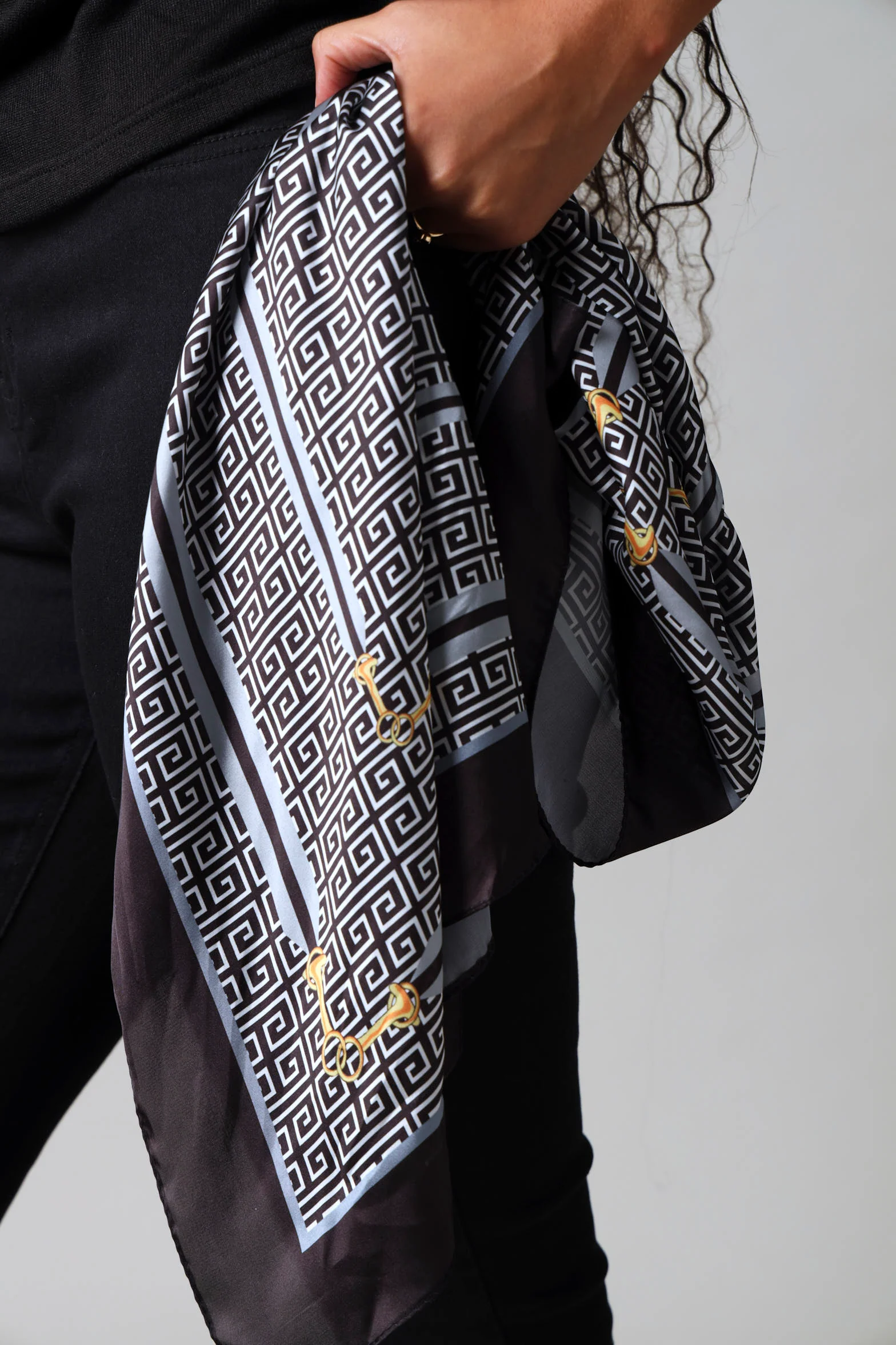 Chain Print Satin Scarf - Multi - Image 3