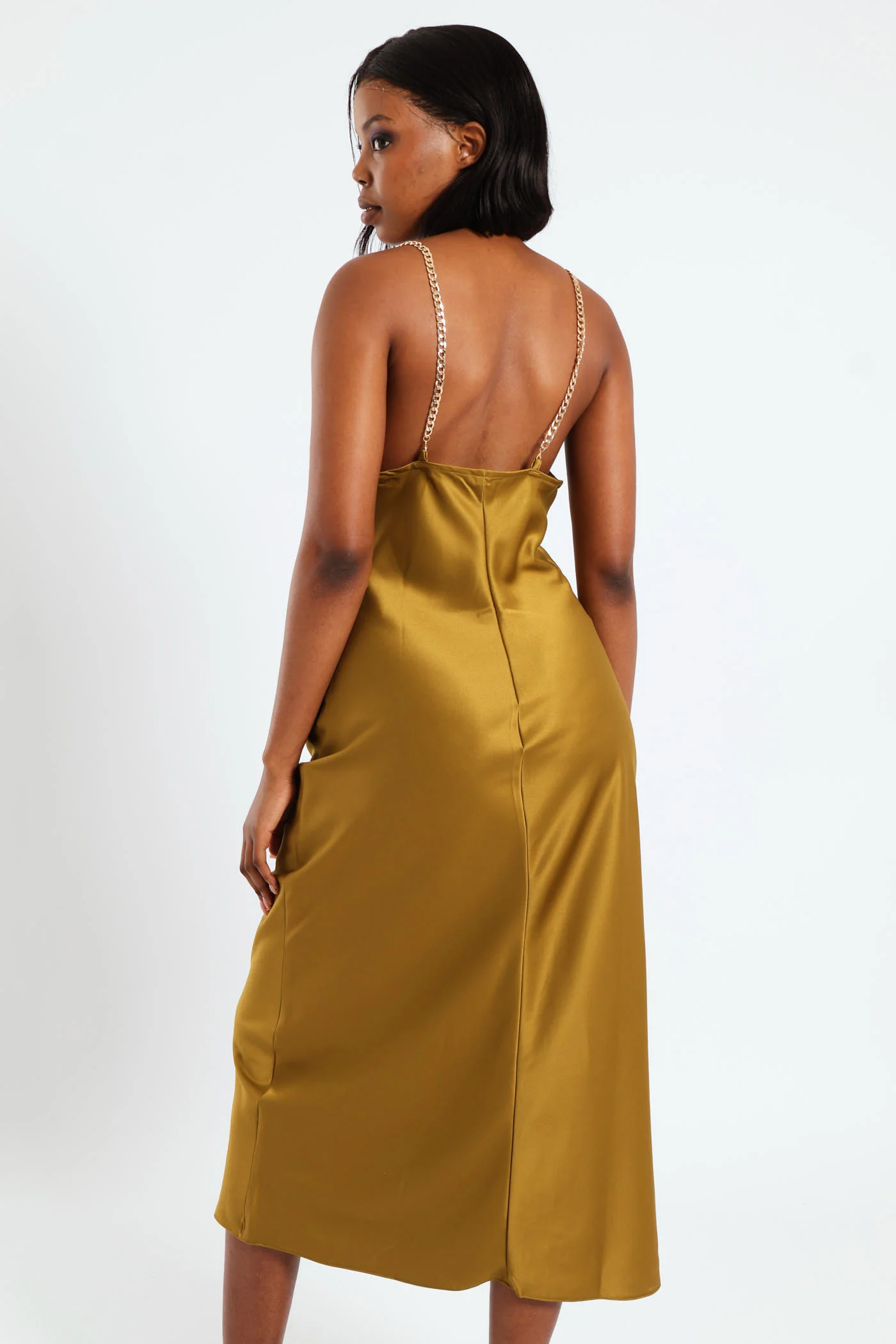 Chain Straps Strappy Slip Dress - Green - Image 4