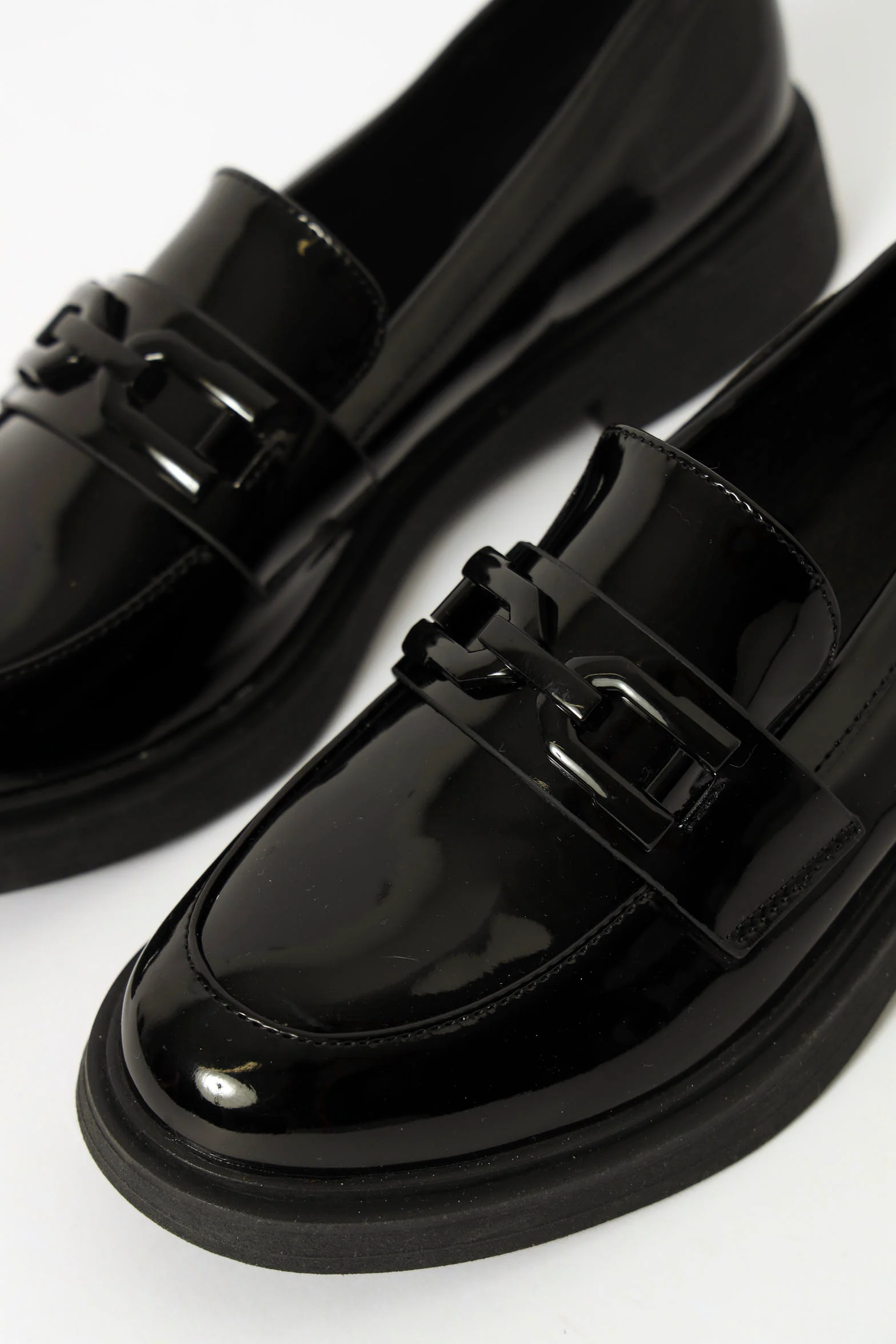 Chain Trim Patent Chunky Loafer - Black - Image 4