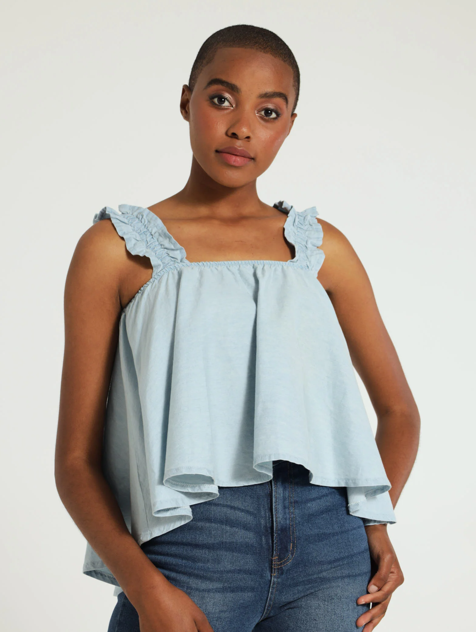 Chambray Elastic Strap Cami