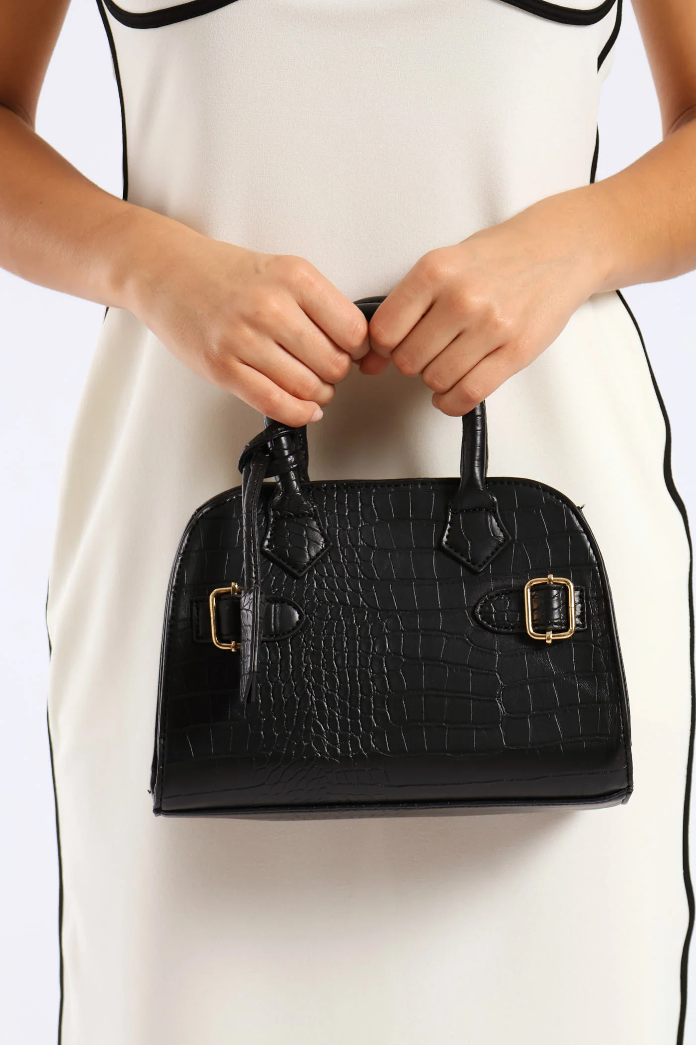 Charm Buckle Detail Bowler Bag - Blackmail