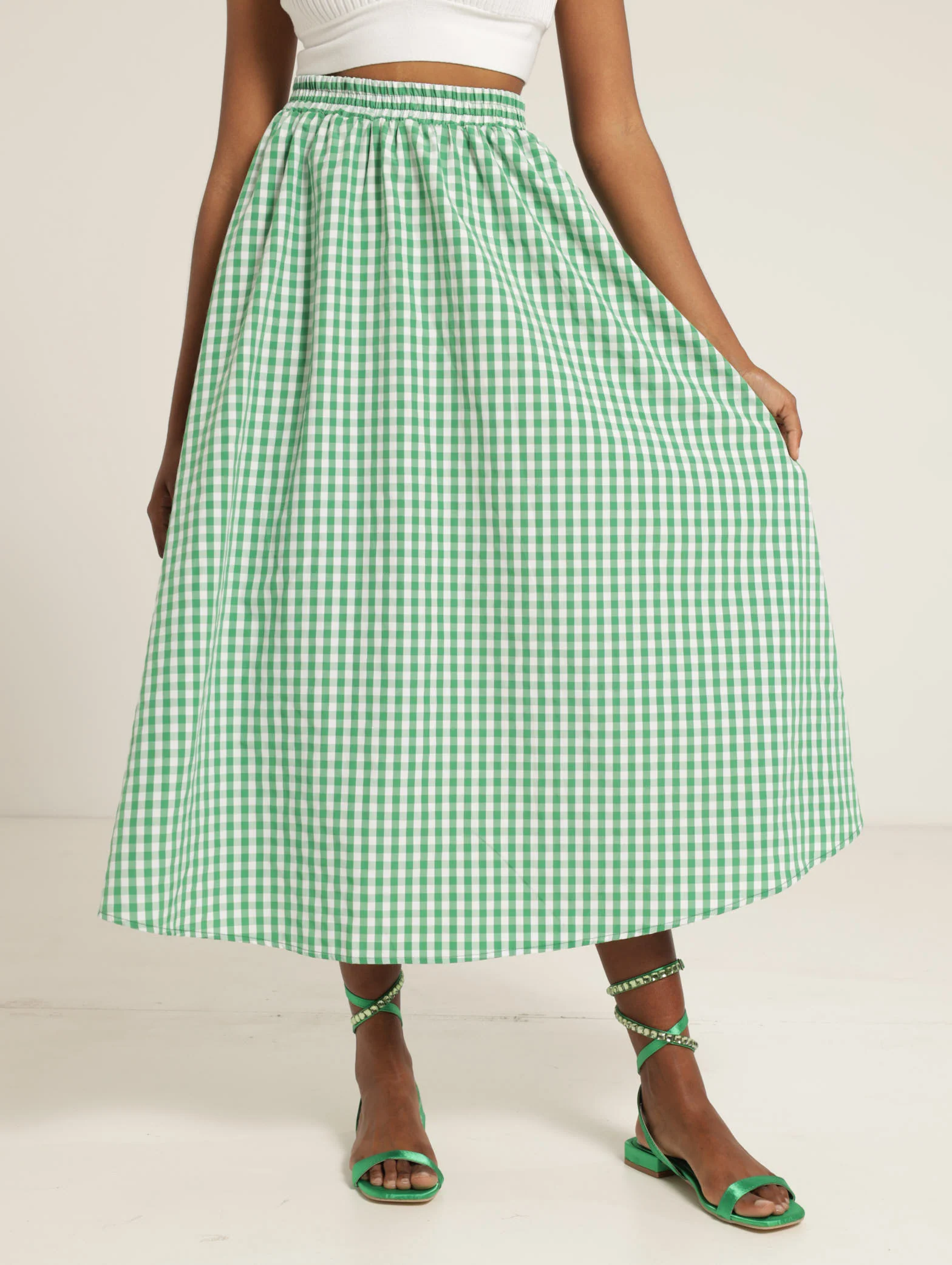Check Midi Skirt