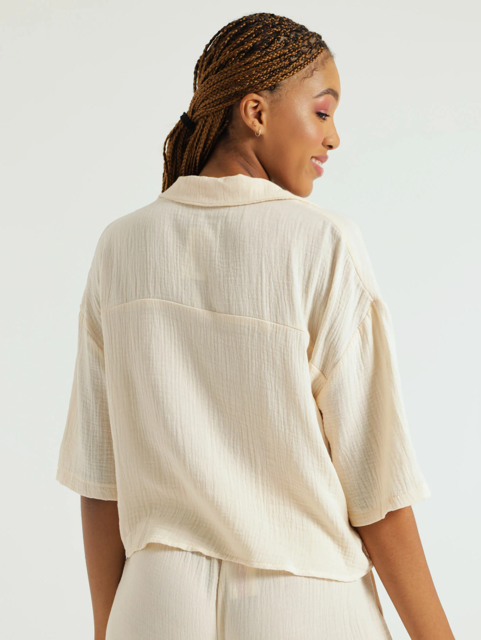 Cheese Cloth Shirt - Cream - Image 3