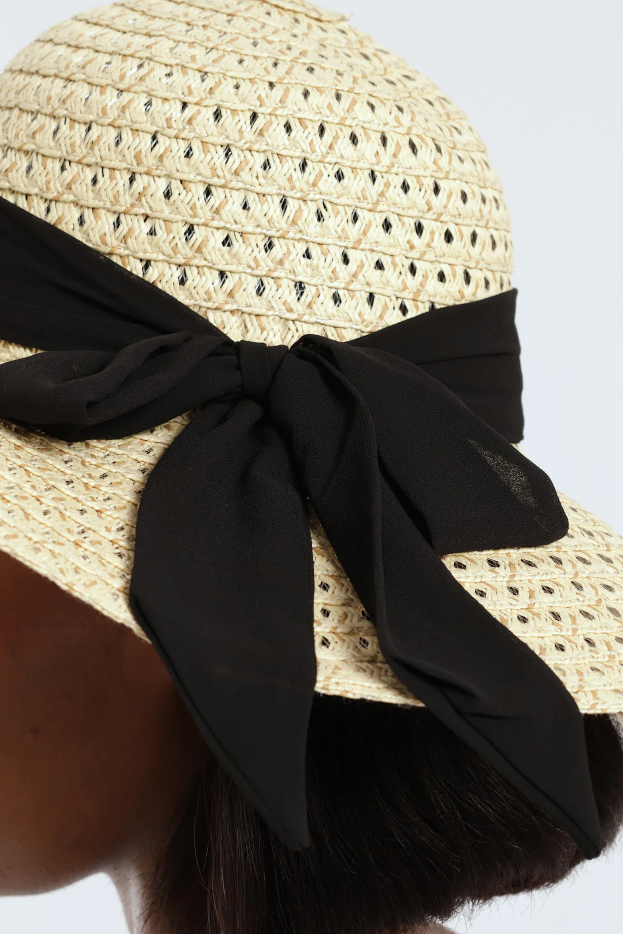 Chiffon Ribbon Straw Sunhat - Natural - Image 2
