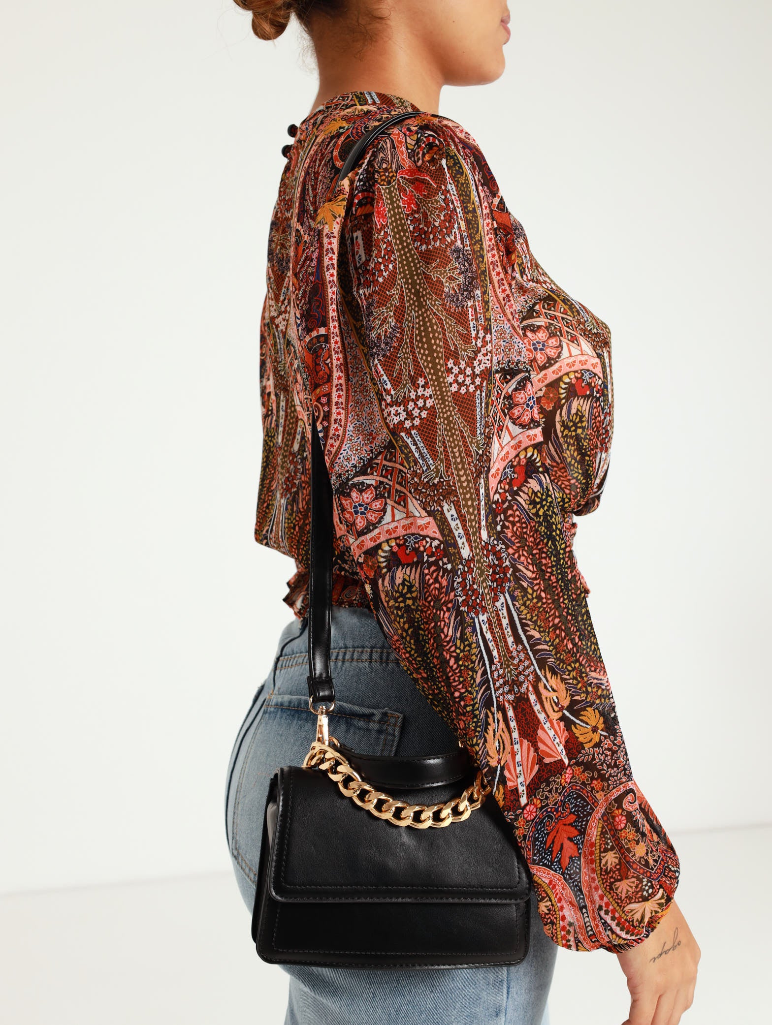 Chunky Chain Top Handle Satchel - Image 2
