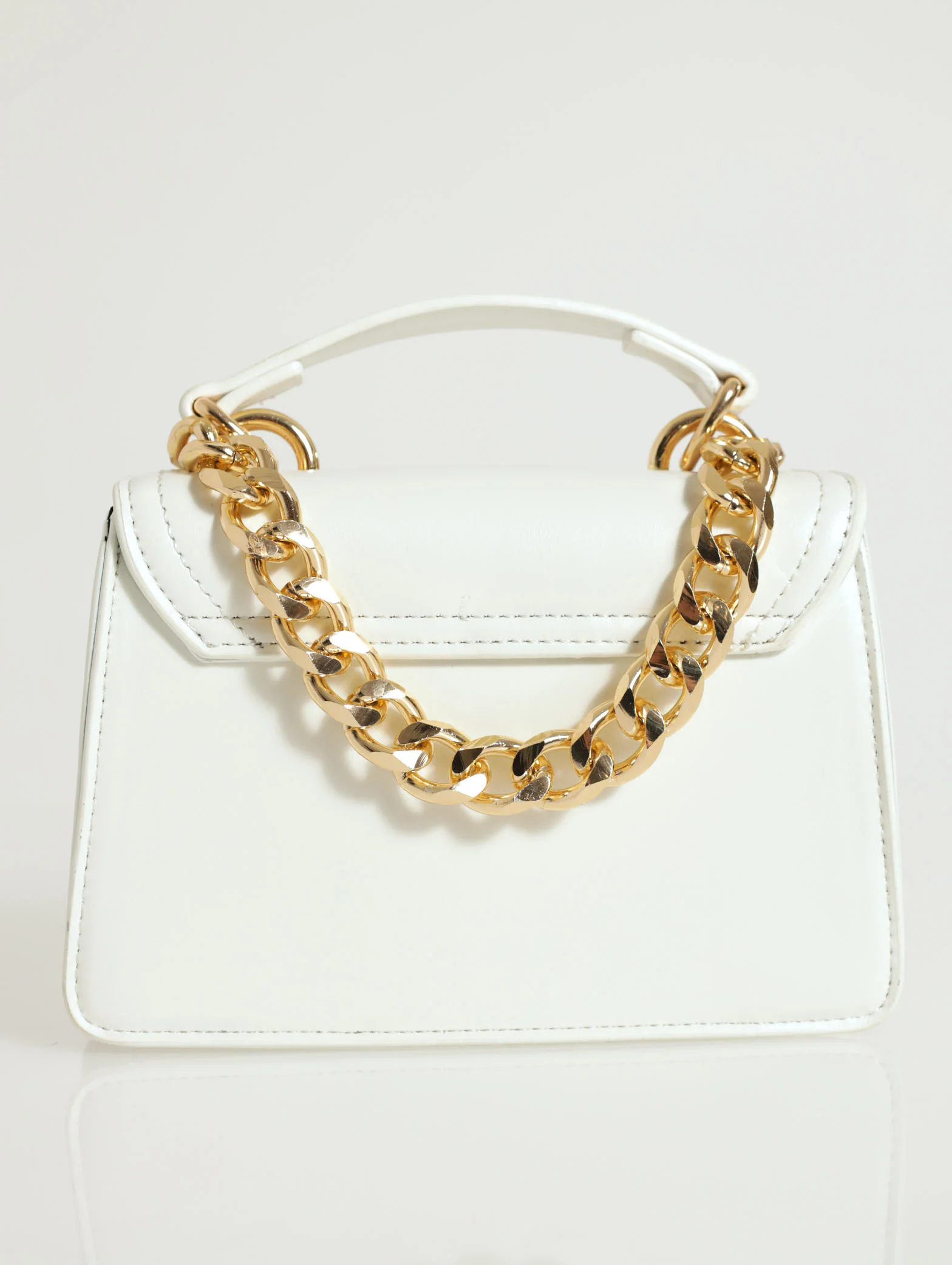 Chunky Chain Top Handle Satchel Bag - Image 2