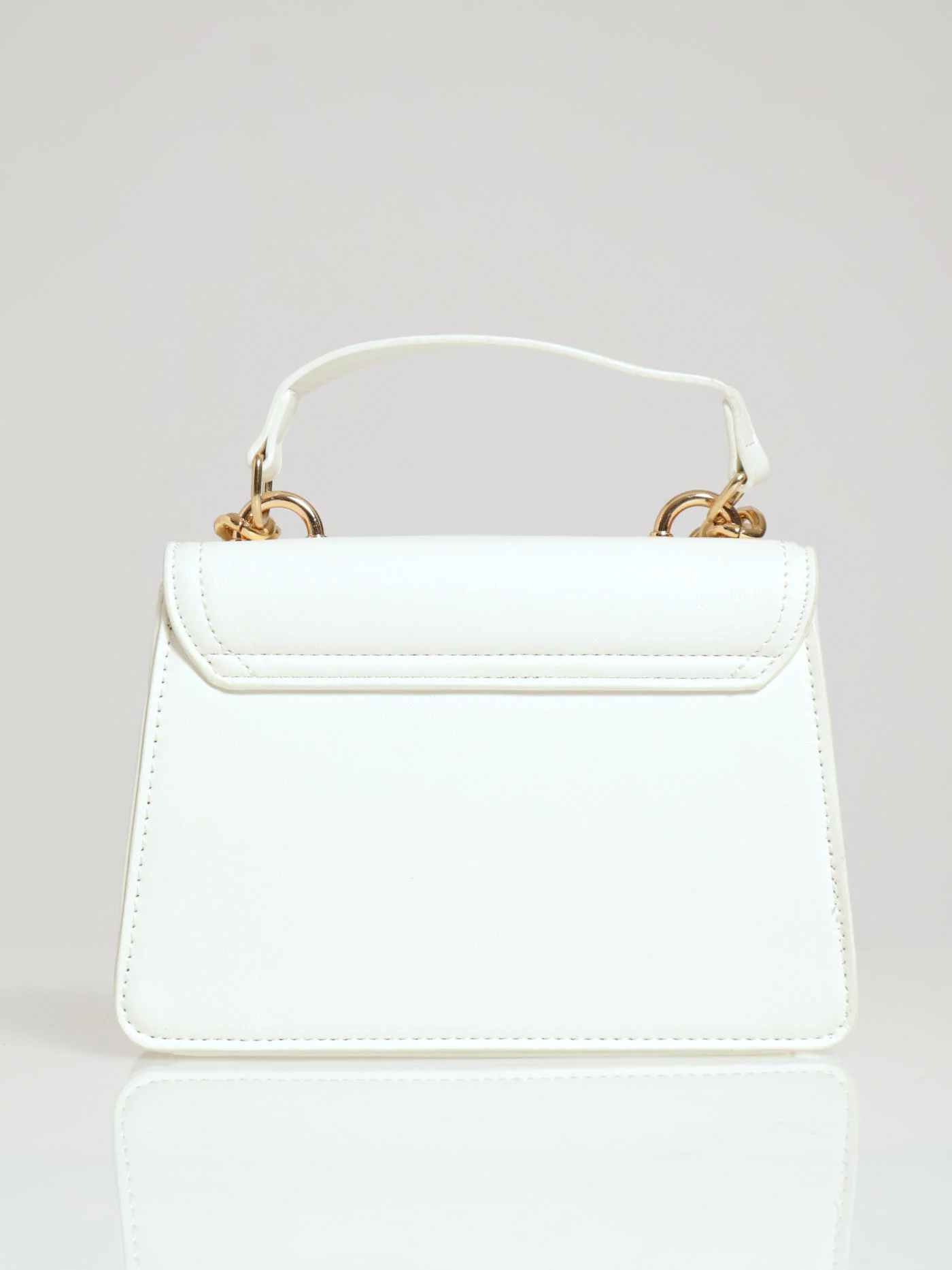 Chunky Chain Top Handle Satchel - White - Image 2