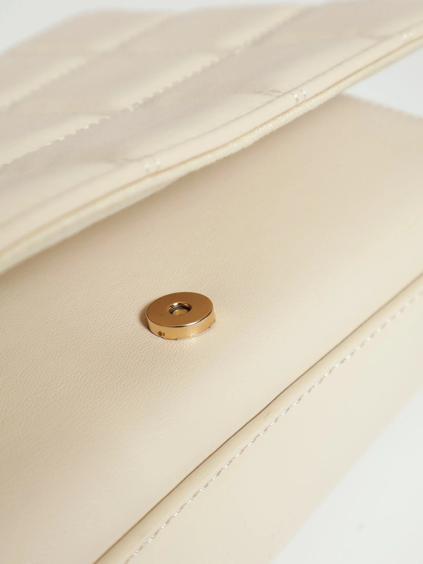 Chunky Chain Trim Rectangular Quilted Satchel - Ivory - Image 6