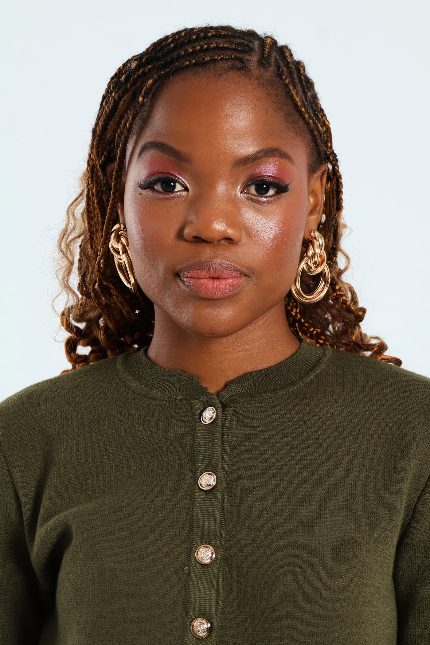 Chunky Double Looped Statement Earrings - Gold - Image 2