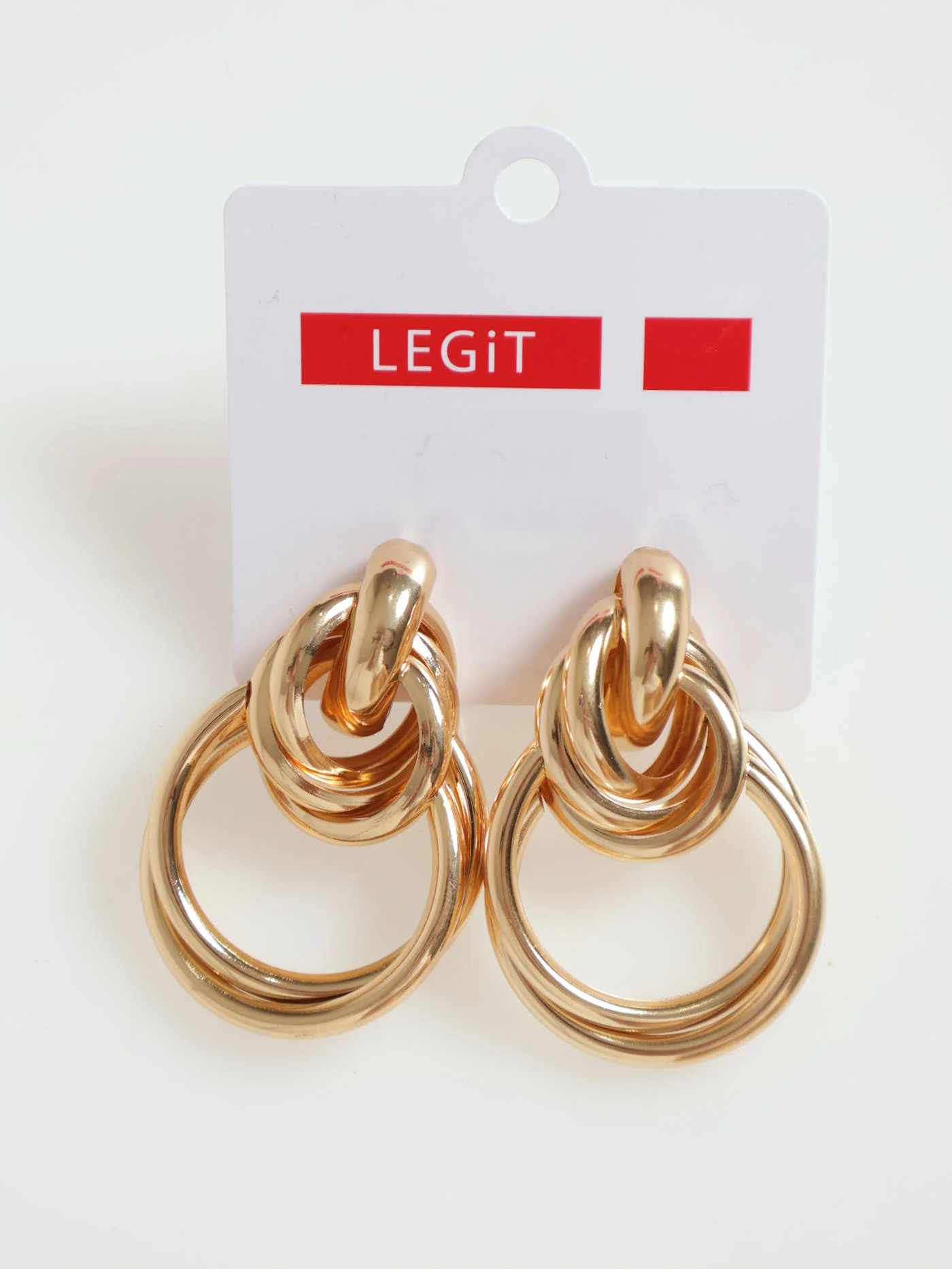 Chunky Double Looped Statement Earrings - Gold