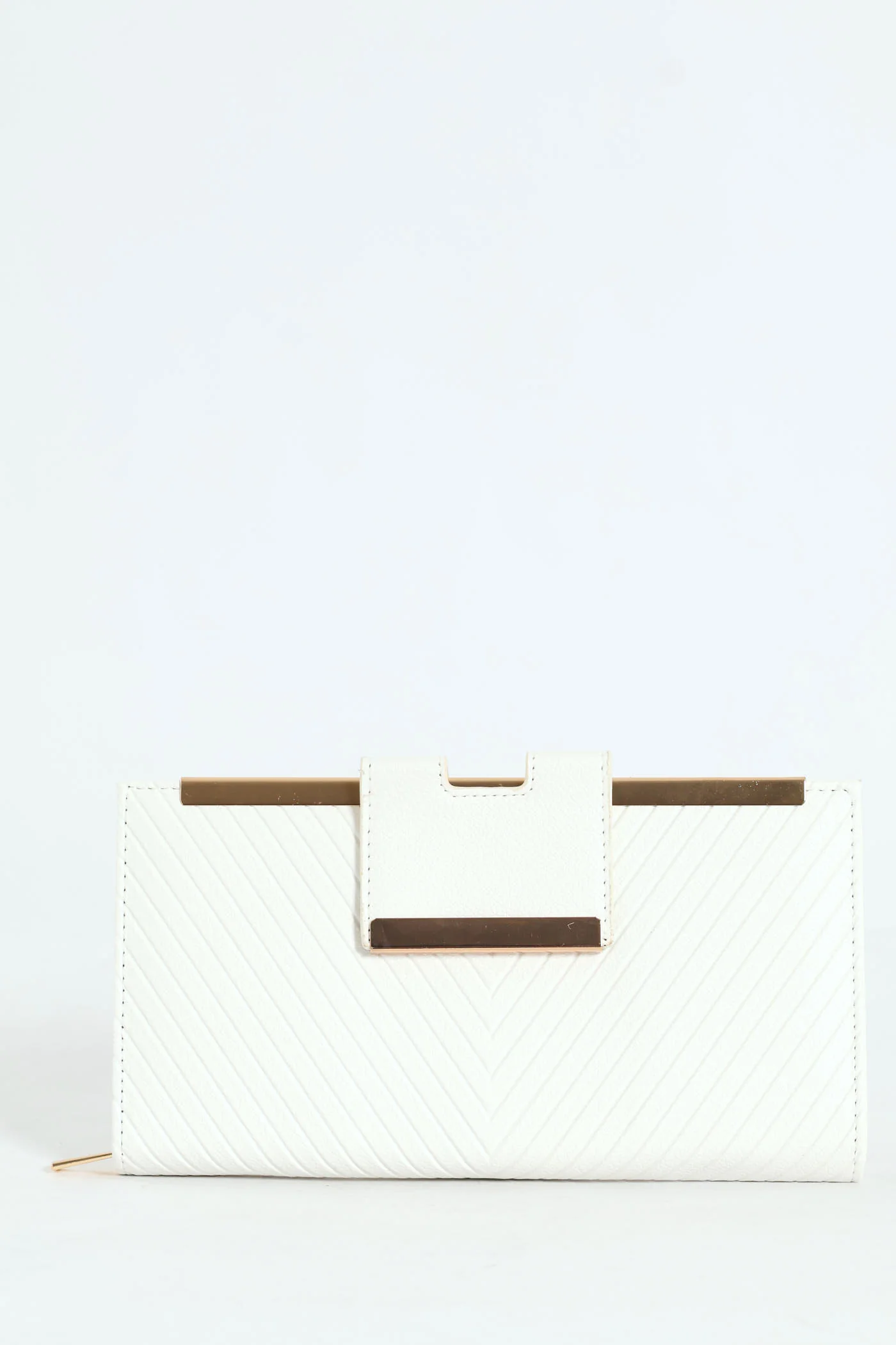 Clasp Metal Trim Clutch Bag - White