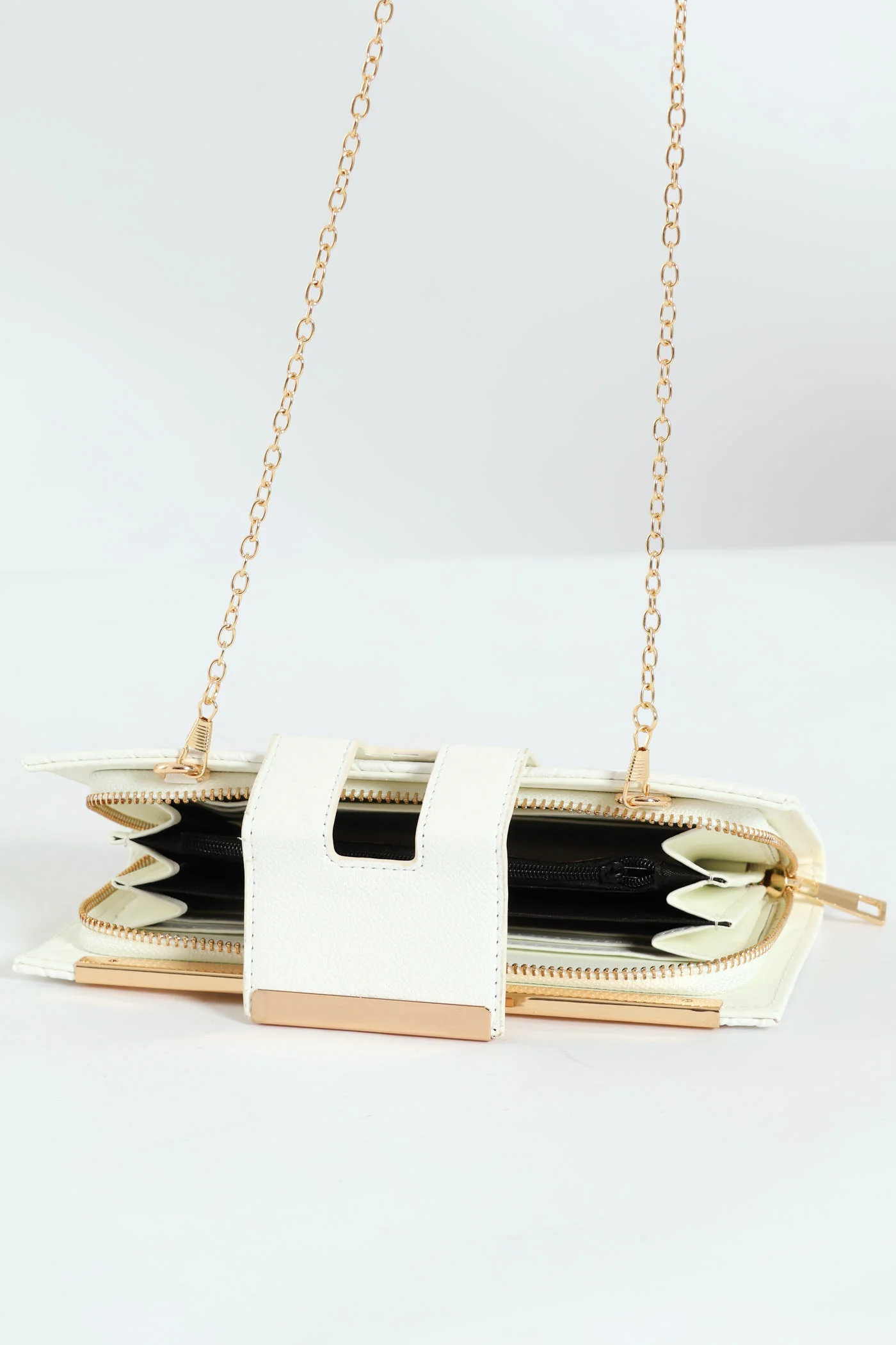 Clasp Metal Trim Clutch Bag - White - Image 2