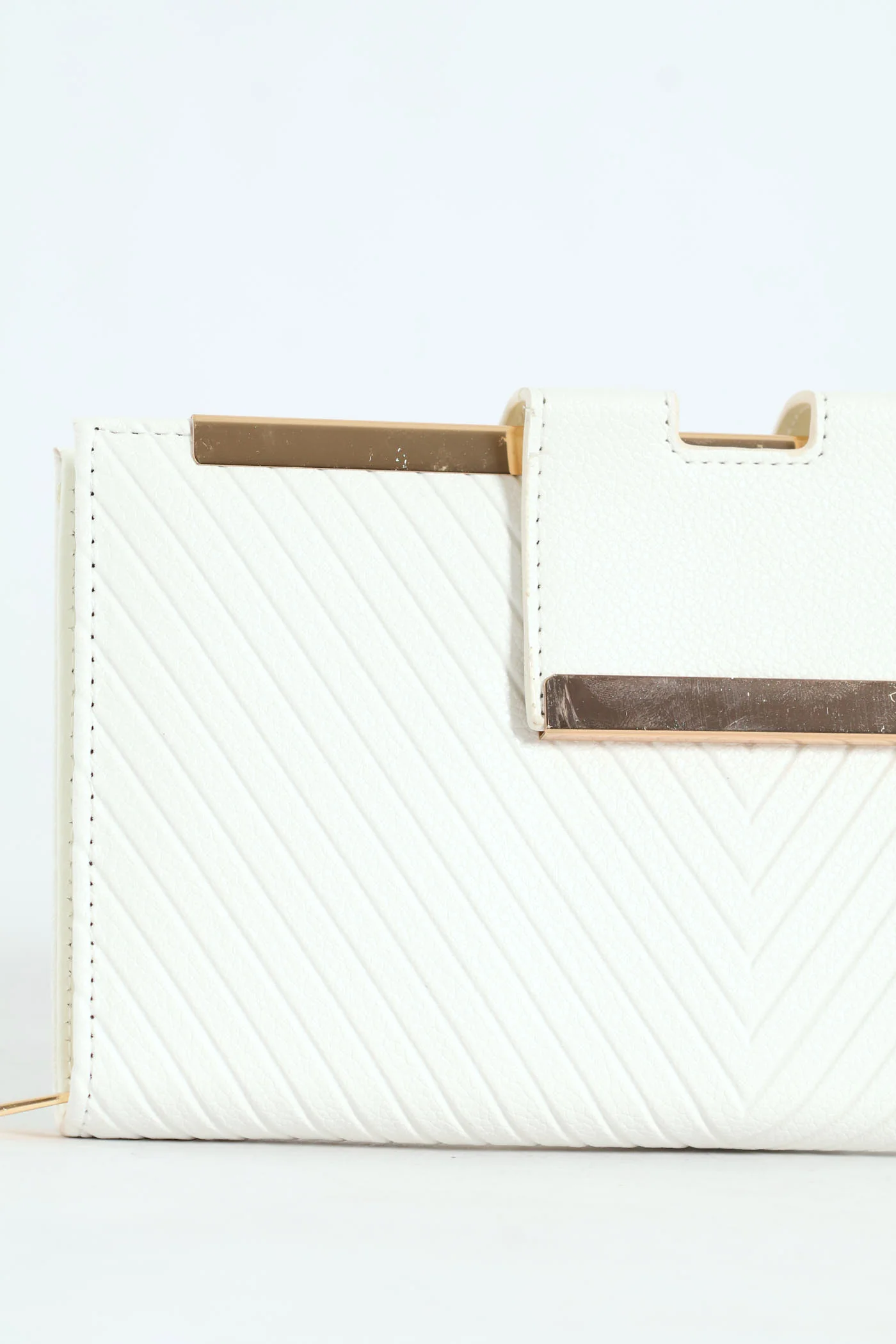 Clasp Metal Trim Clutch Bag - White - Image 4