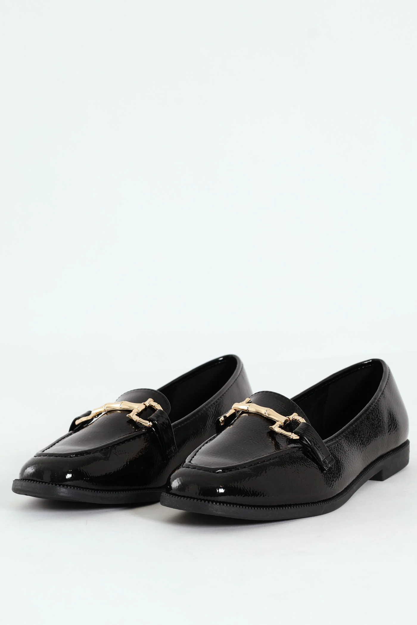 Classic Crinkle Patent Loafer With Bar Trim - Black - Image 2