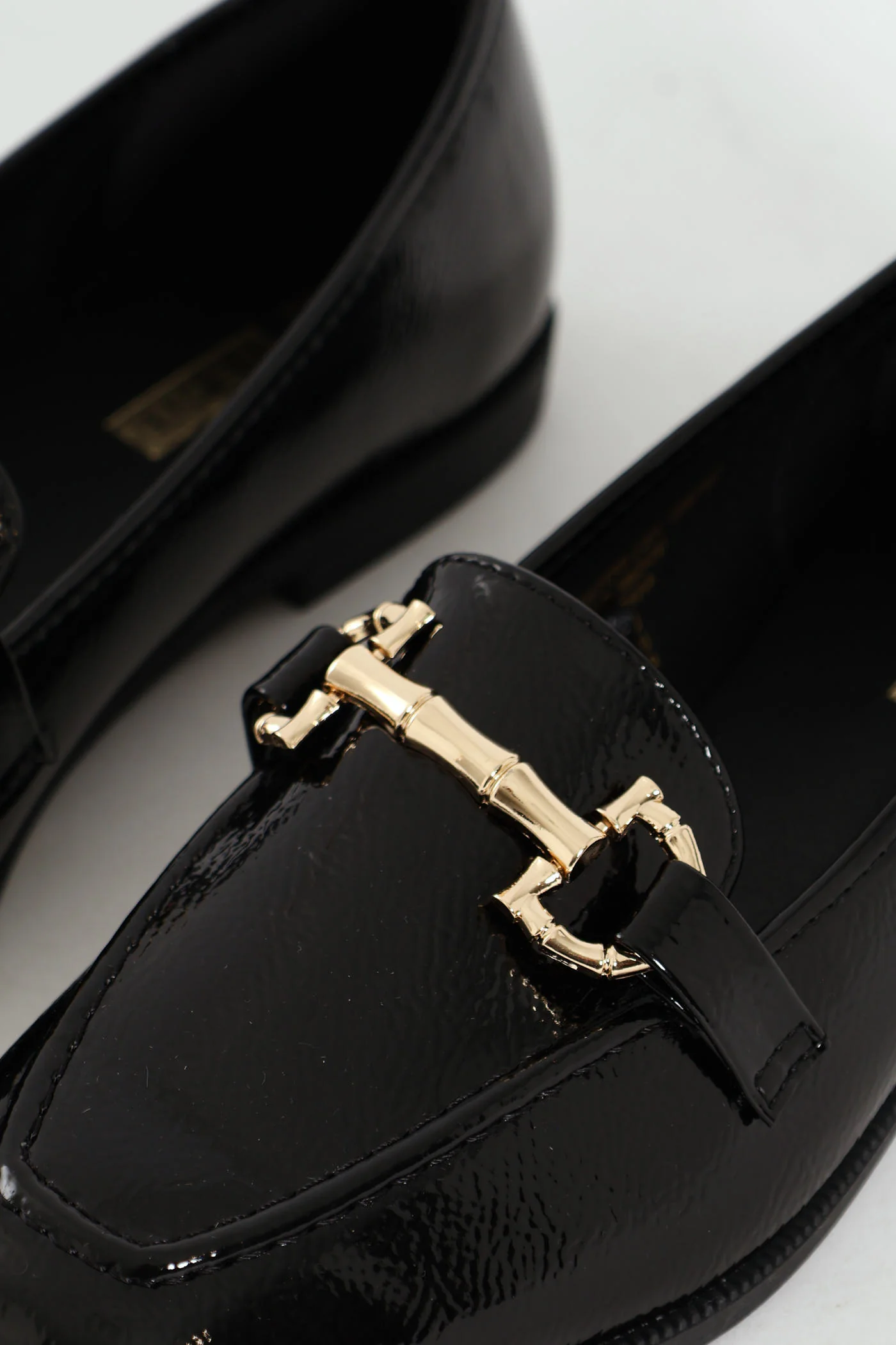 Classic Crinkle Patent Loafer With Bar Trim - Black - Image 4