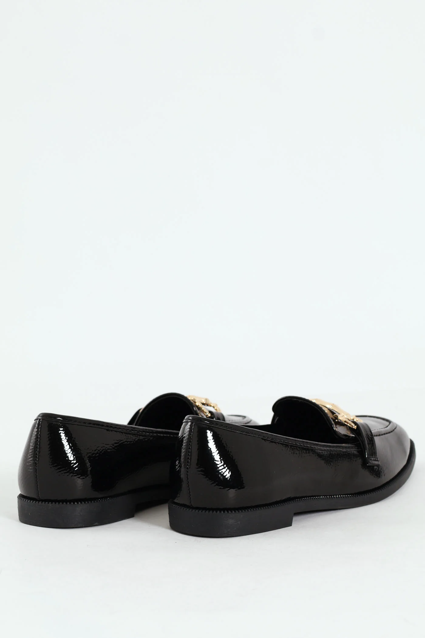 Classic Crinkle Patent Loafer With Bar Trim - Black - Image 5
