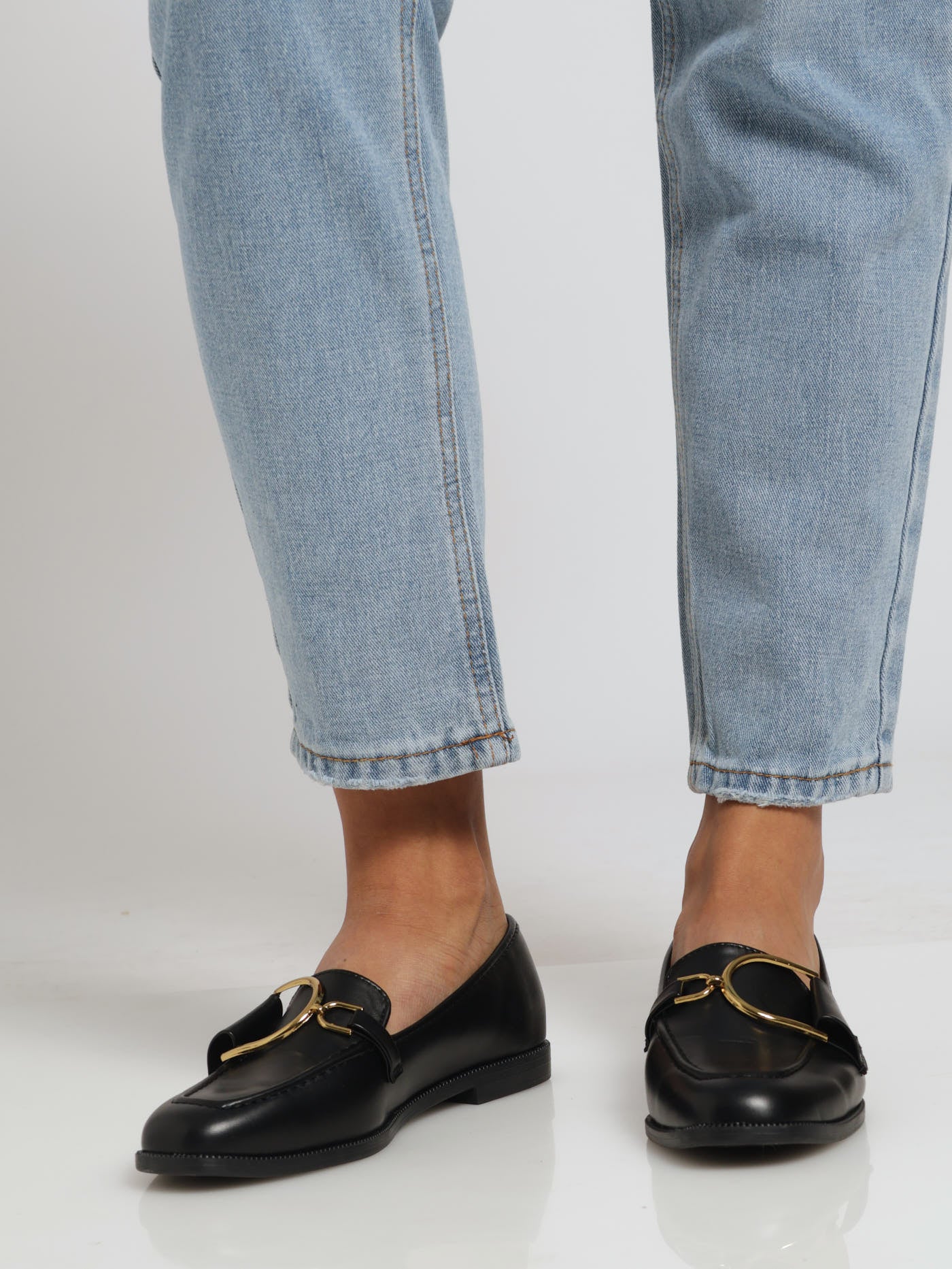 Classic Loafer With Half Circle Trim - Black