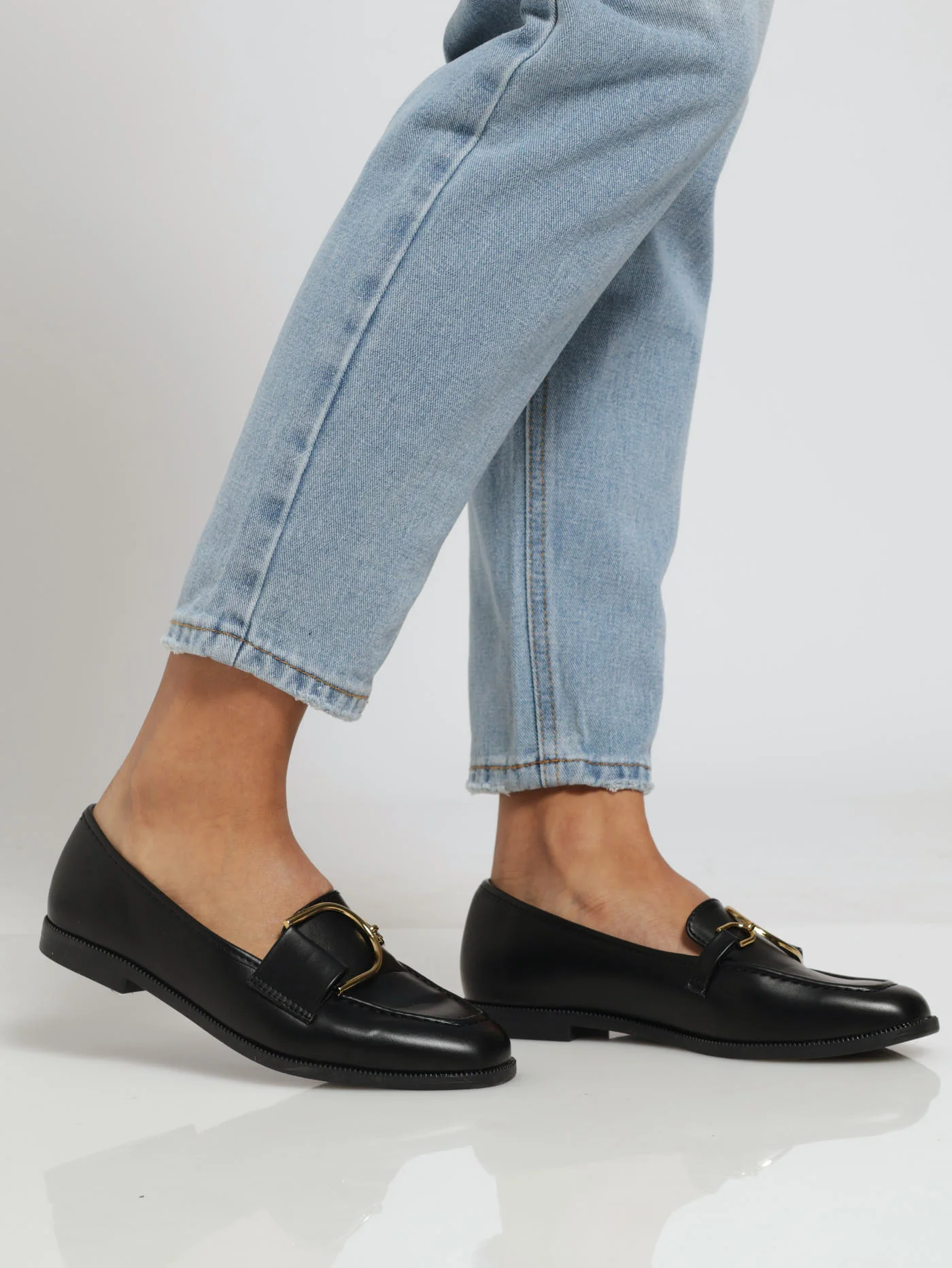 Classic Loafer With Half Circle Trim - Black - Image 2