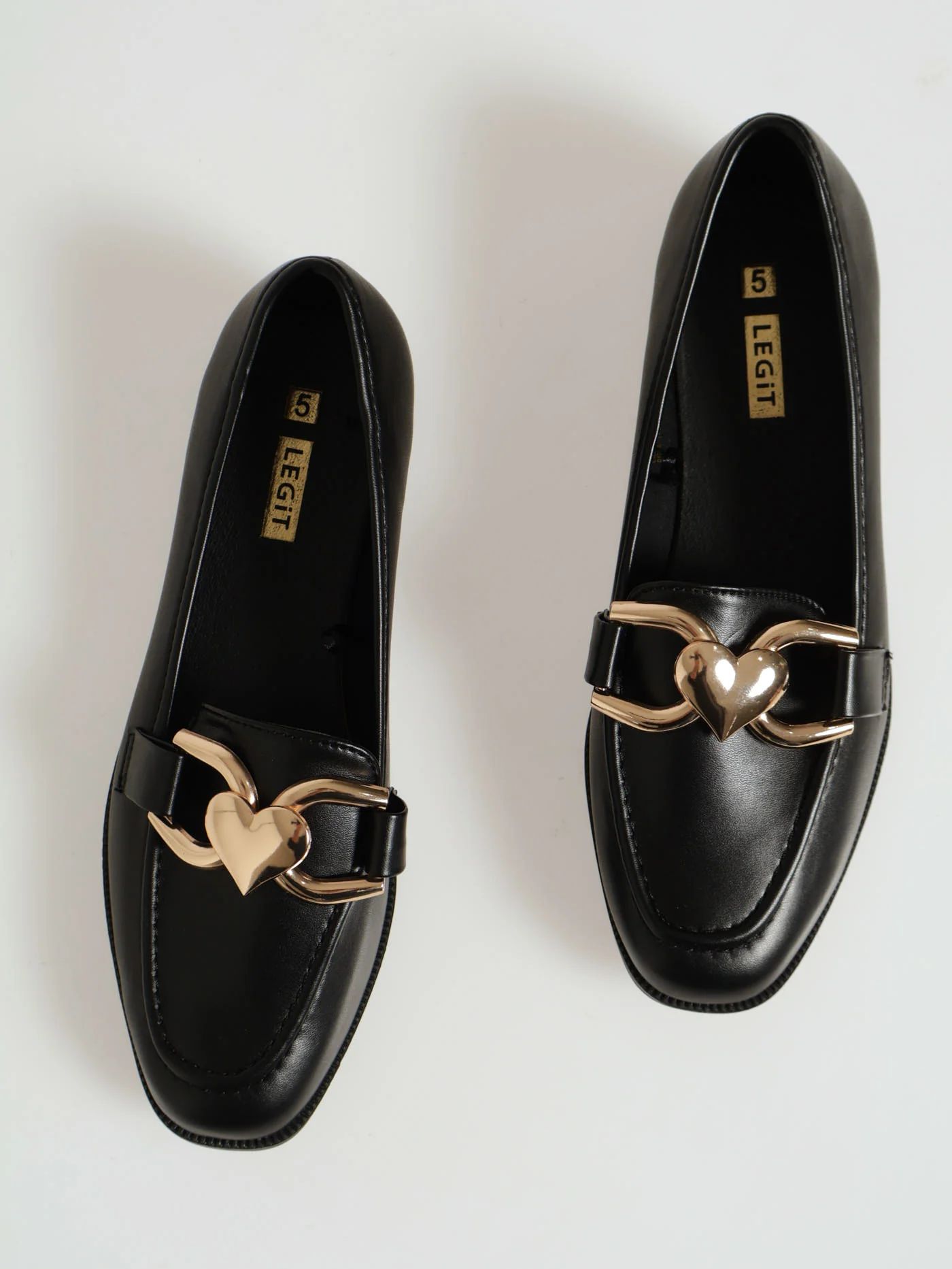 Classic Loafer With Heart Trim - Black - Image 5