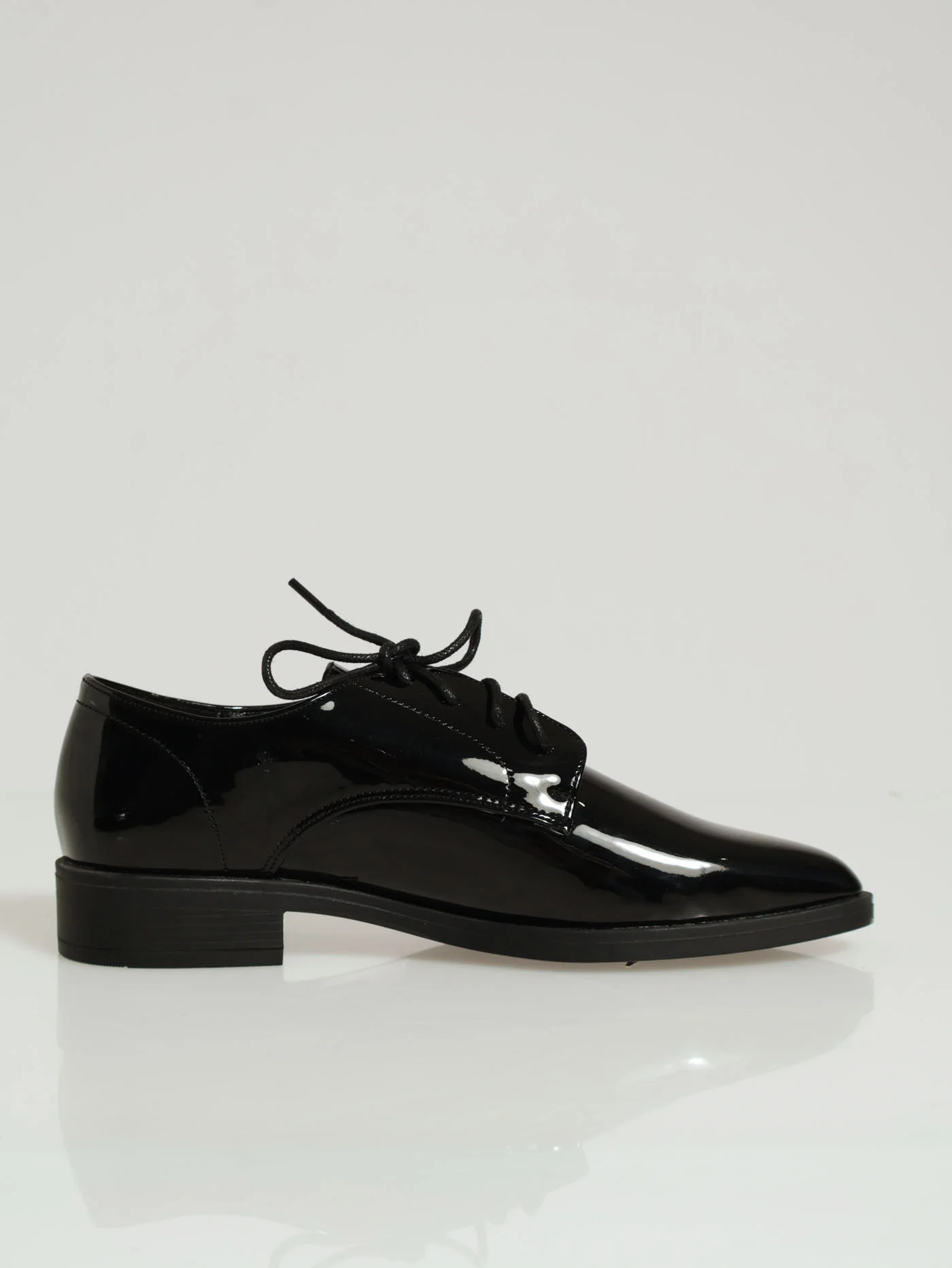 Classic Pointed Patent Lace Up - Black - Image 2