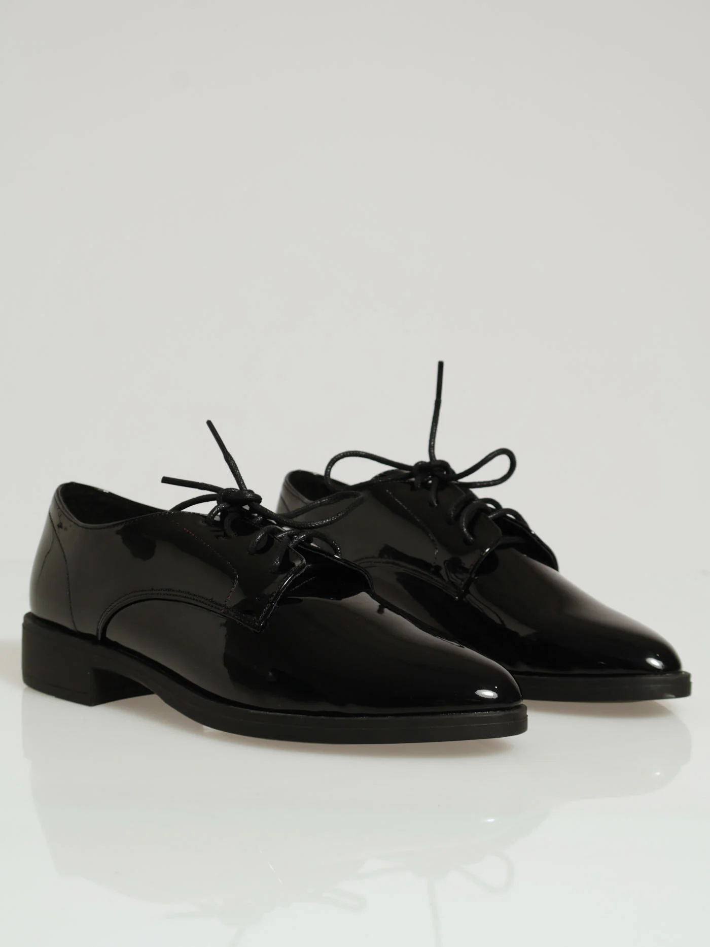 Classic Pointed Patent Lace Up - Black - Image 5