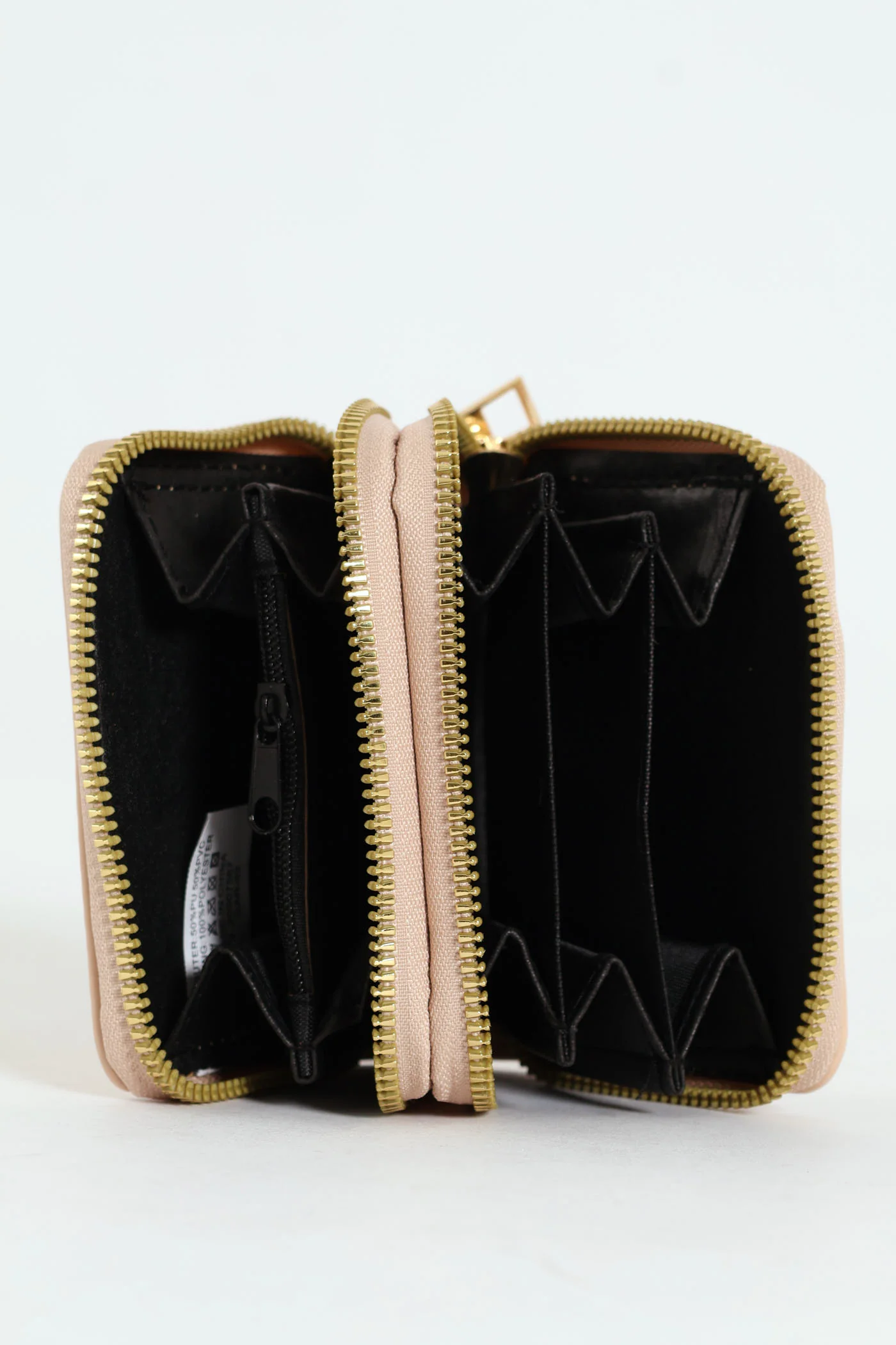 Classy Slogan Double Zip Wallet - Nude - Image 2