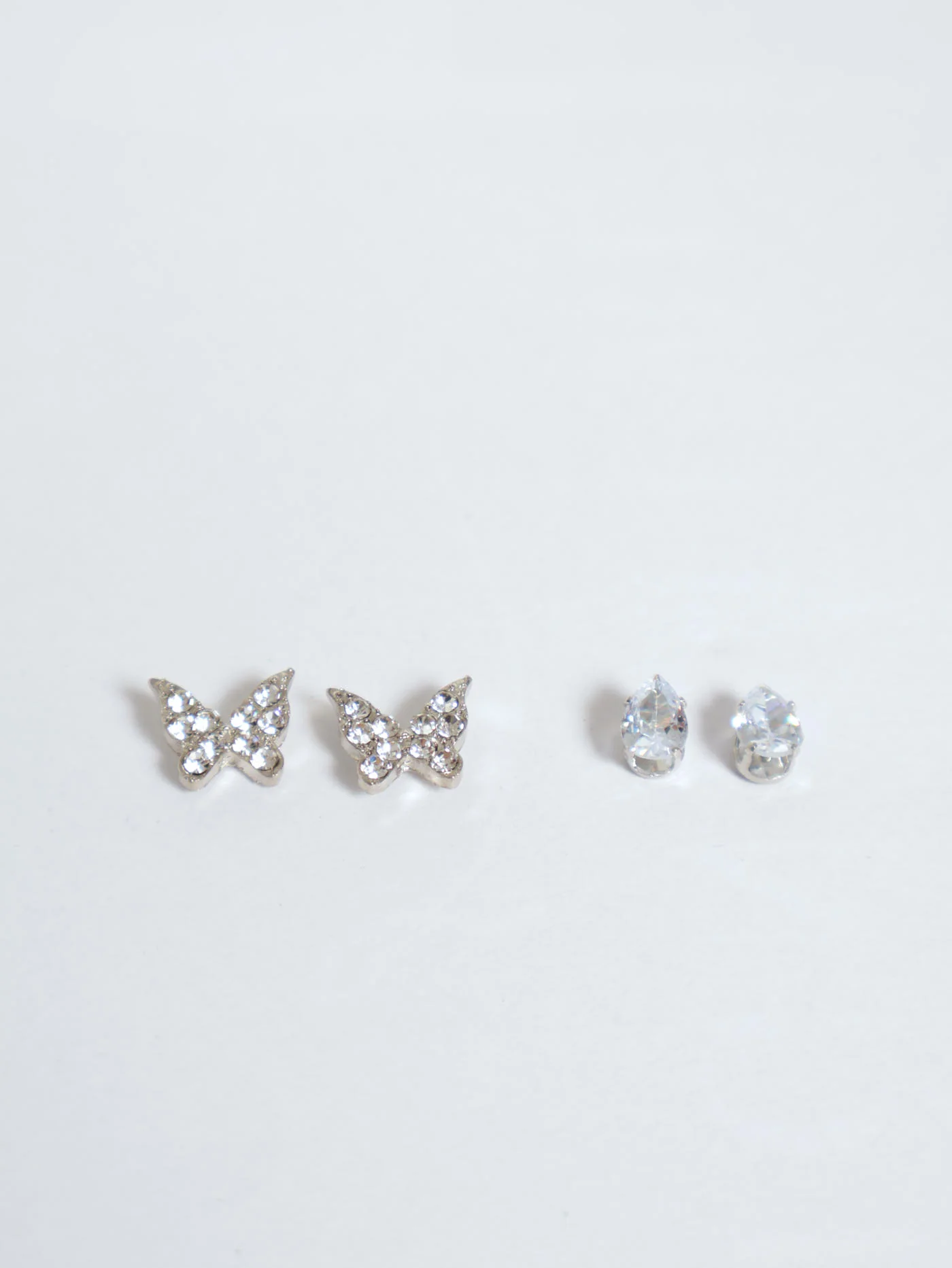 Cluster Diamante Butterfly Pendant & Studs - Silver - Image 2