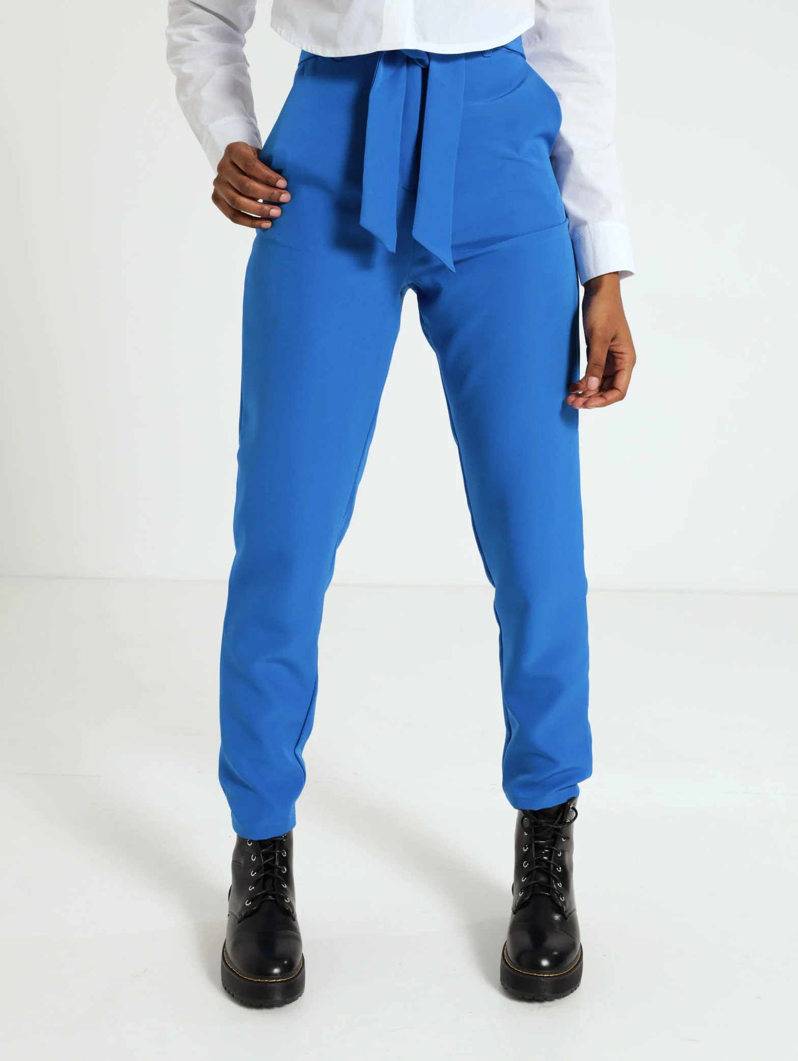 Cobalt Belted Slimleg Pants