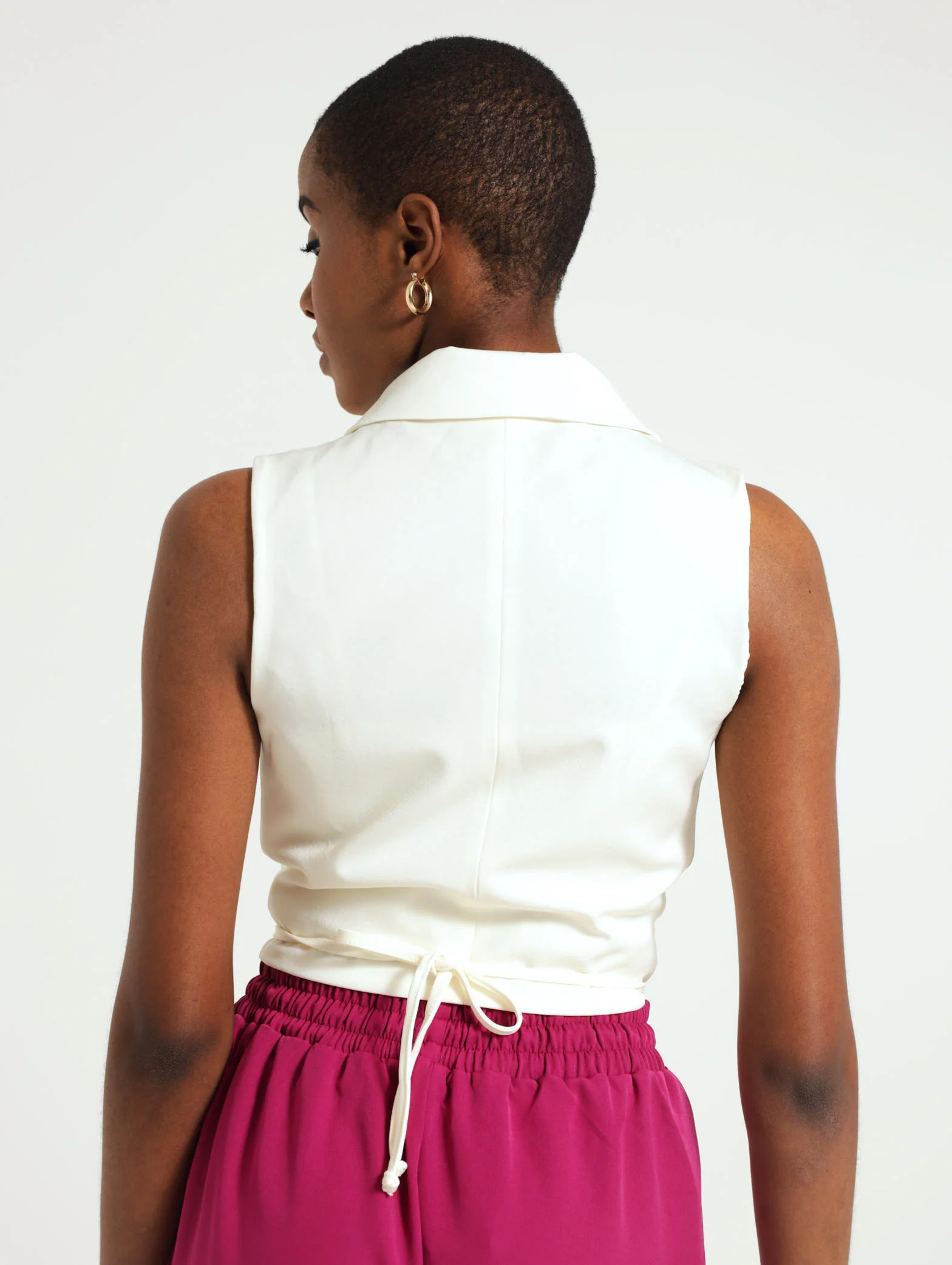 Collar Wrap Over Tie Detail Top - Image 3