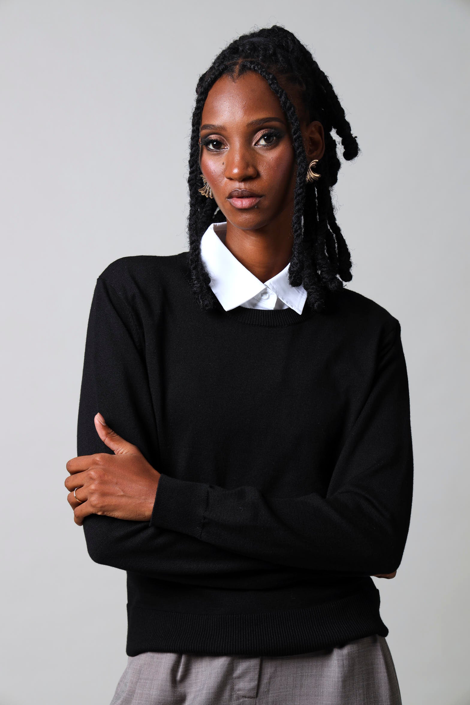 Collared Knitwear - Black - Image 3