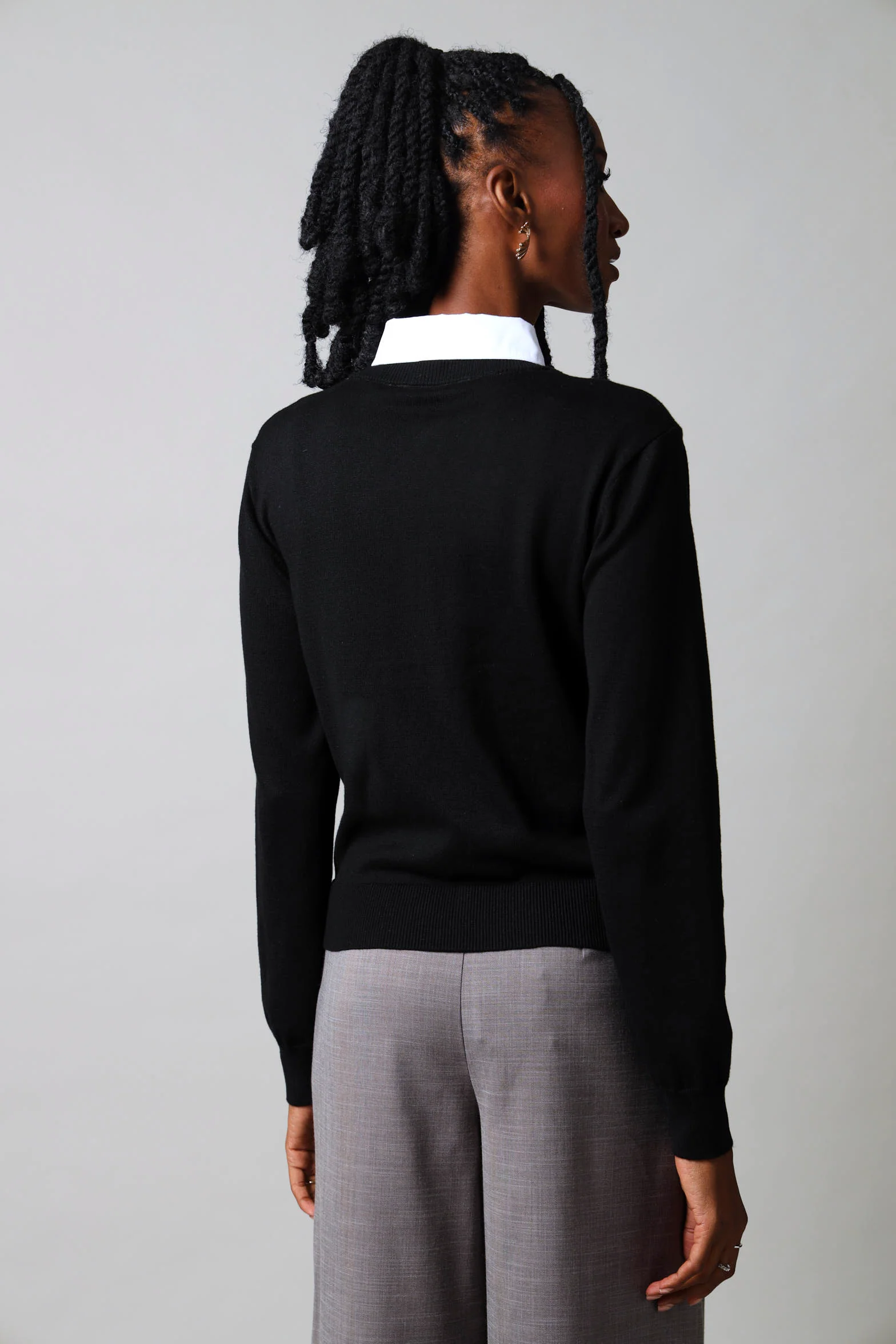 Collared Knitwear - Black - Image 6