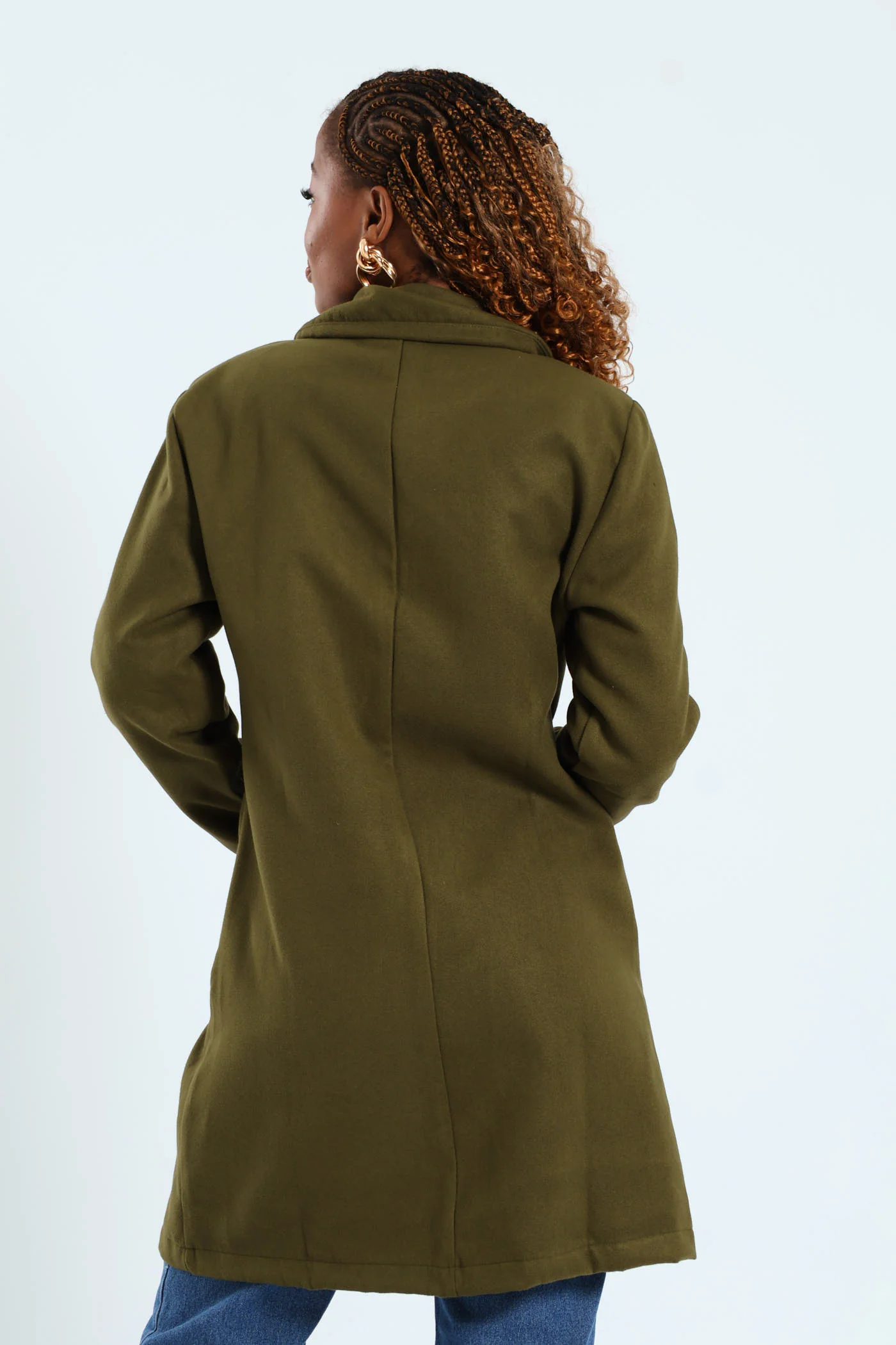 Collared Melton Basic Coat - Fatigue - Image 2