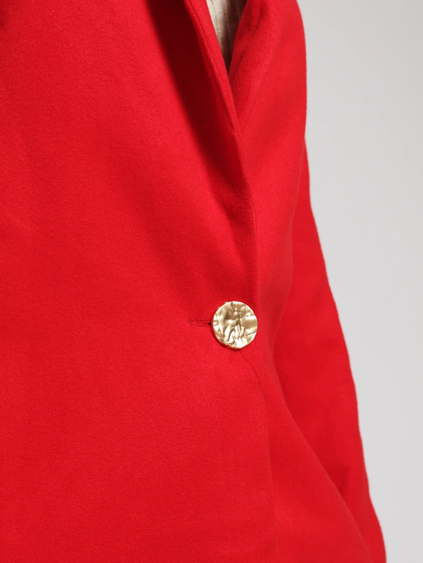 Collared Melton Basic Coat - Red - Image 4
