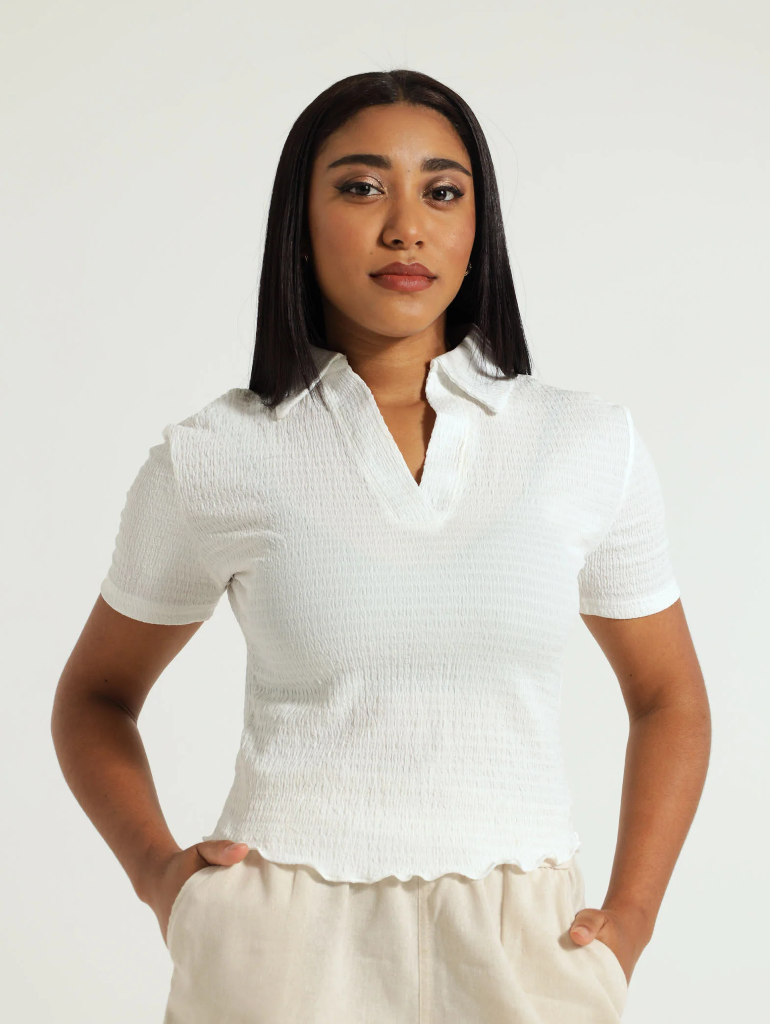 Collared Textured Top