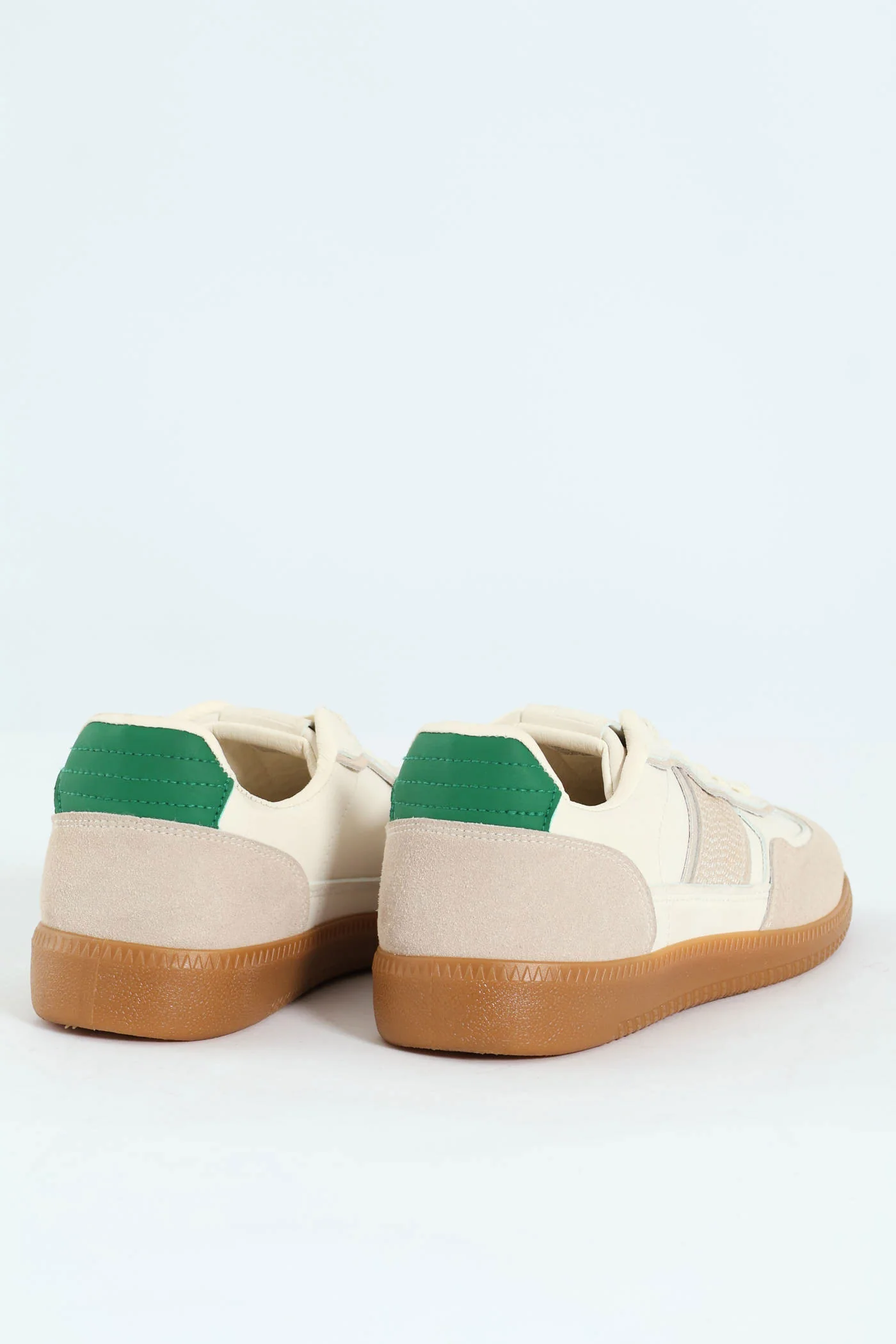 Colour Block Panel Gum Sole Sneaker - White/Beige - Image 5